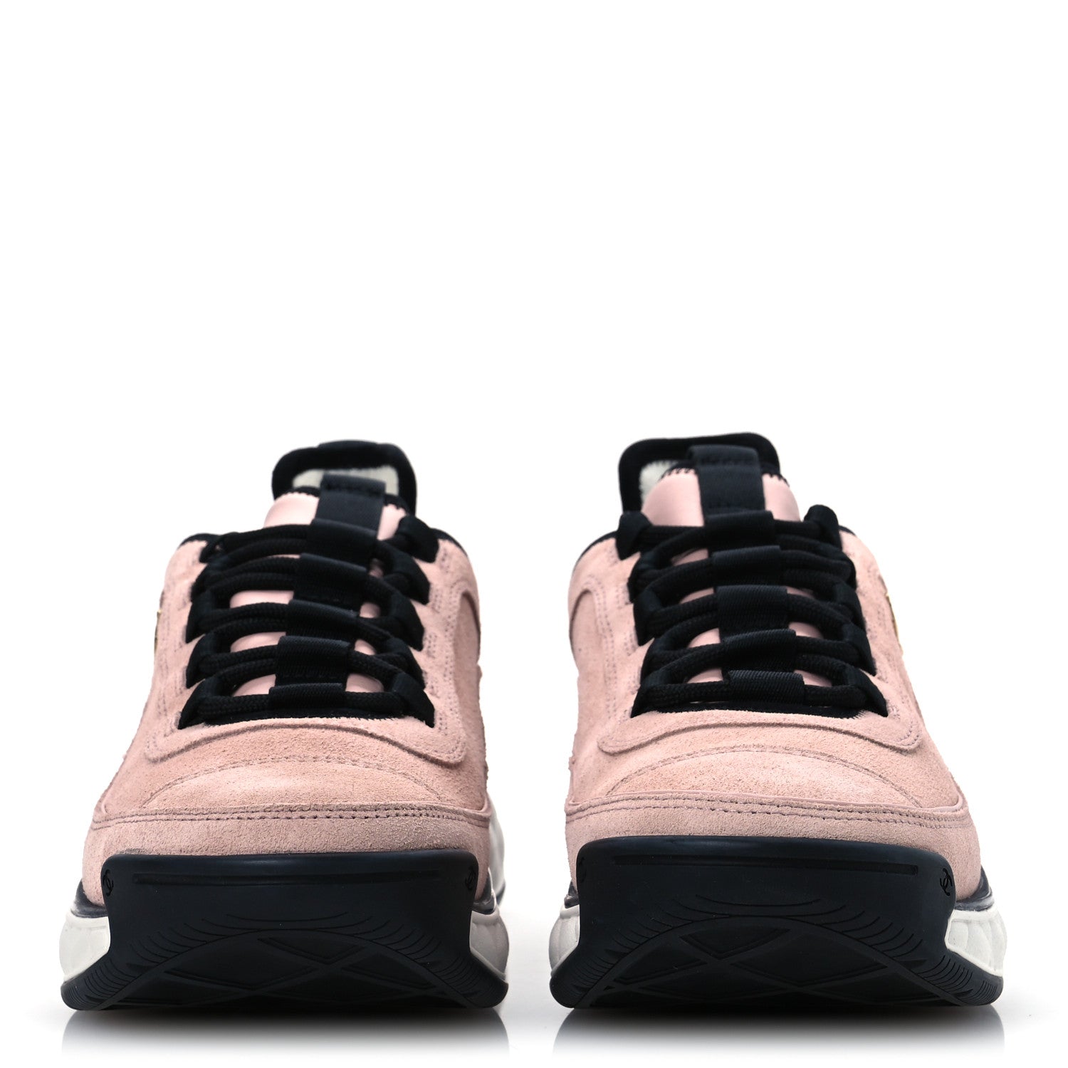 Suede Calfskin Nylon Grosgrain CC Sneakers 39.5 Light Pink