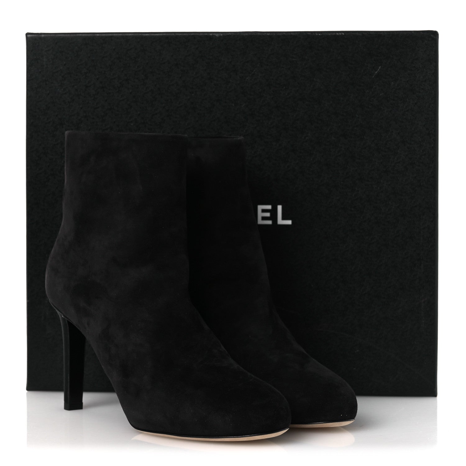 Suede Grosgrain CC Short Boots 36.5 Black