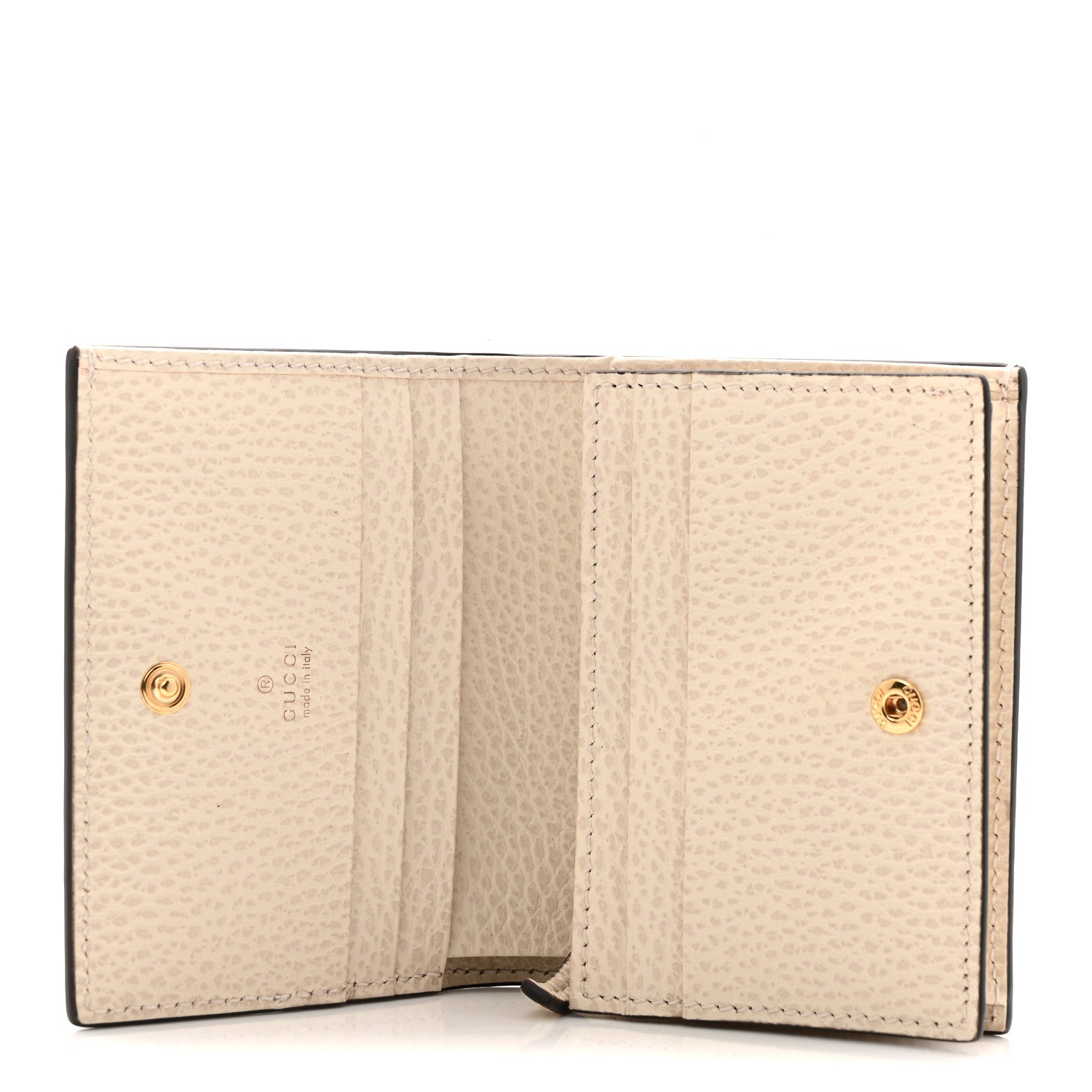 Dollar Calfskin GG Supreme Monogram GG Marmont Card Case Mystic White Beige Ebony