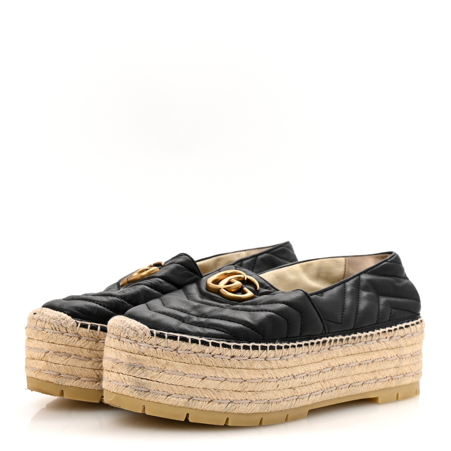 Nappa Matelasse GG Marmont Platform Espadrilles 39 Black