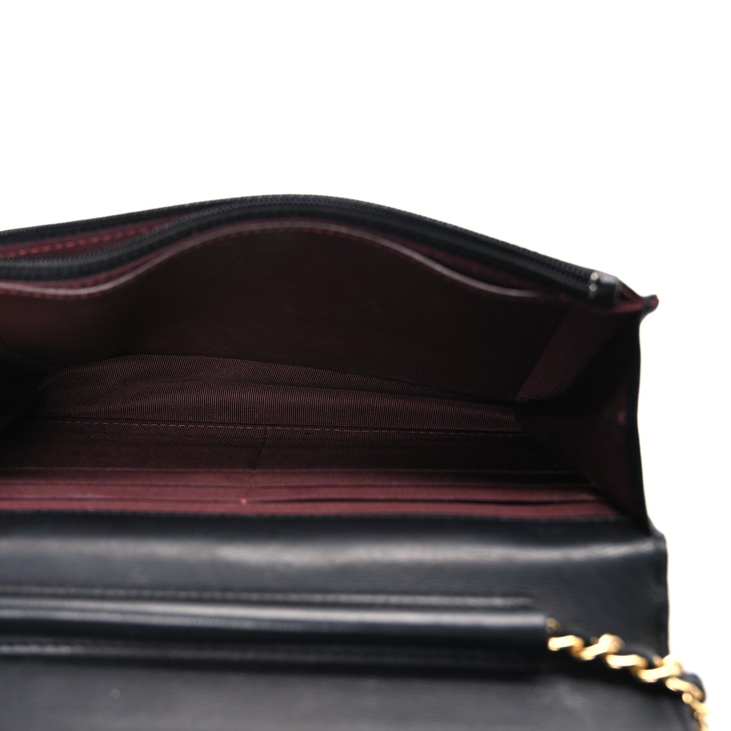 Lambskin Quilted Wallet On Chain WOC Black
