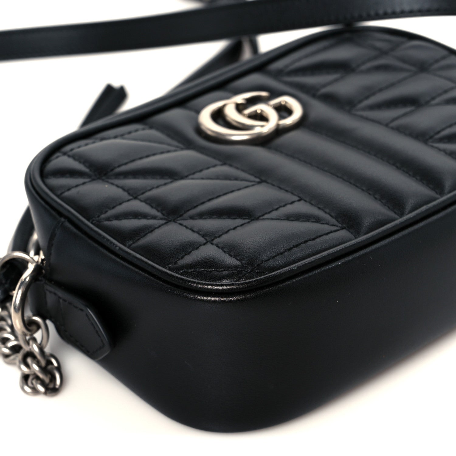 Calfskin Matelasse Aria Mini GG Marmont Chain Shoulder Bag Black