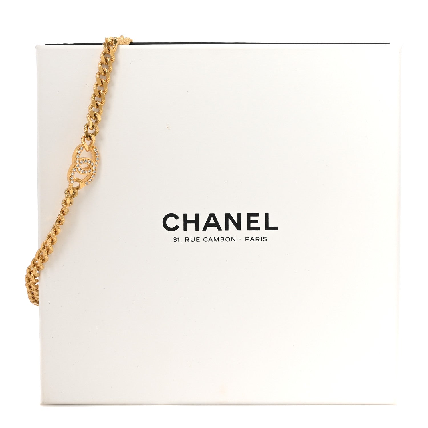 Metal Crystal Textured CC Chain Choker Necklace Gold