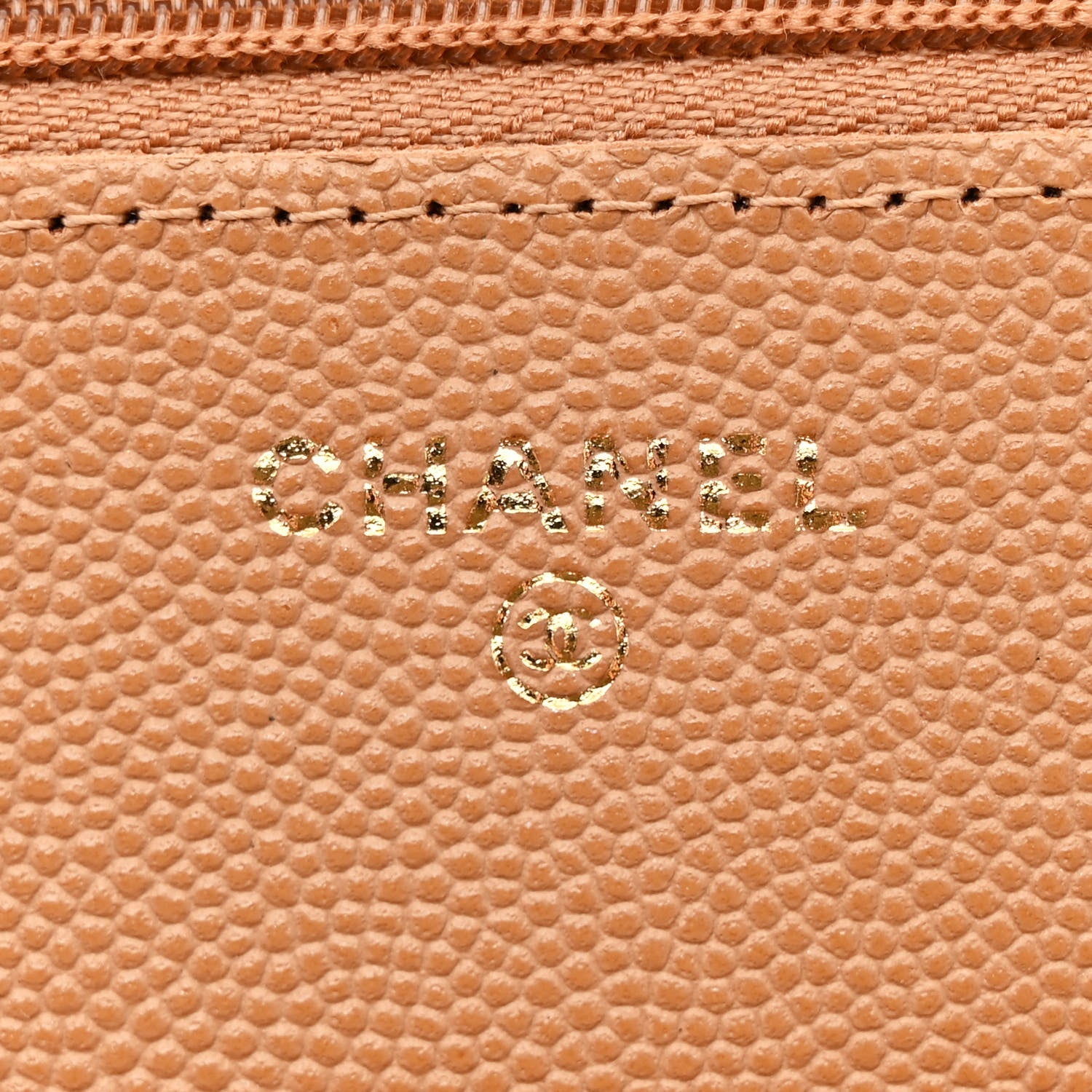 Caviar Quilted Wallet on Chain WOC Dark Beige