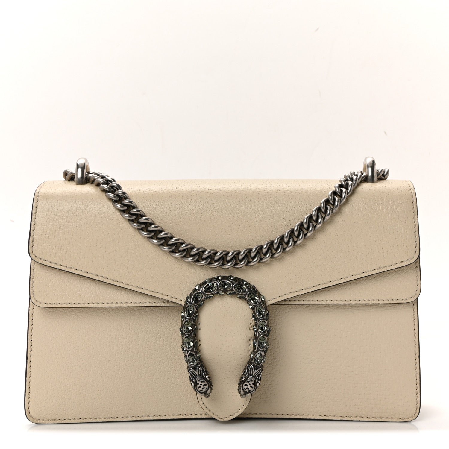 Textured Calfskin Crystal Small Dionysus Shoulder Bag Mystic White