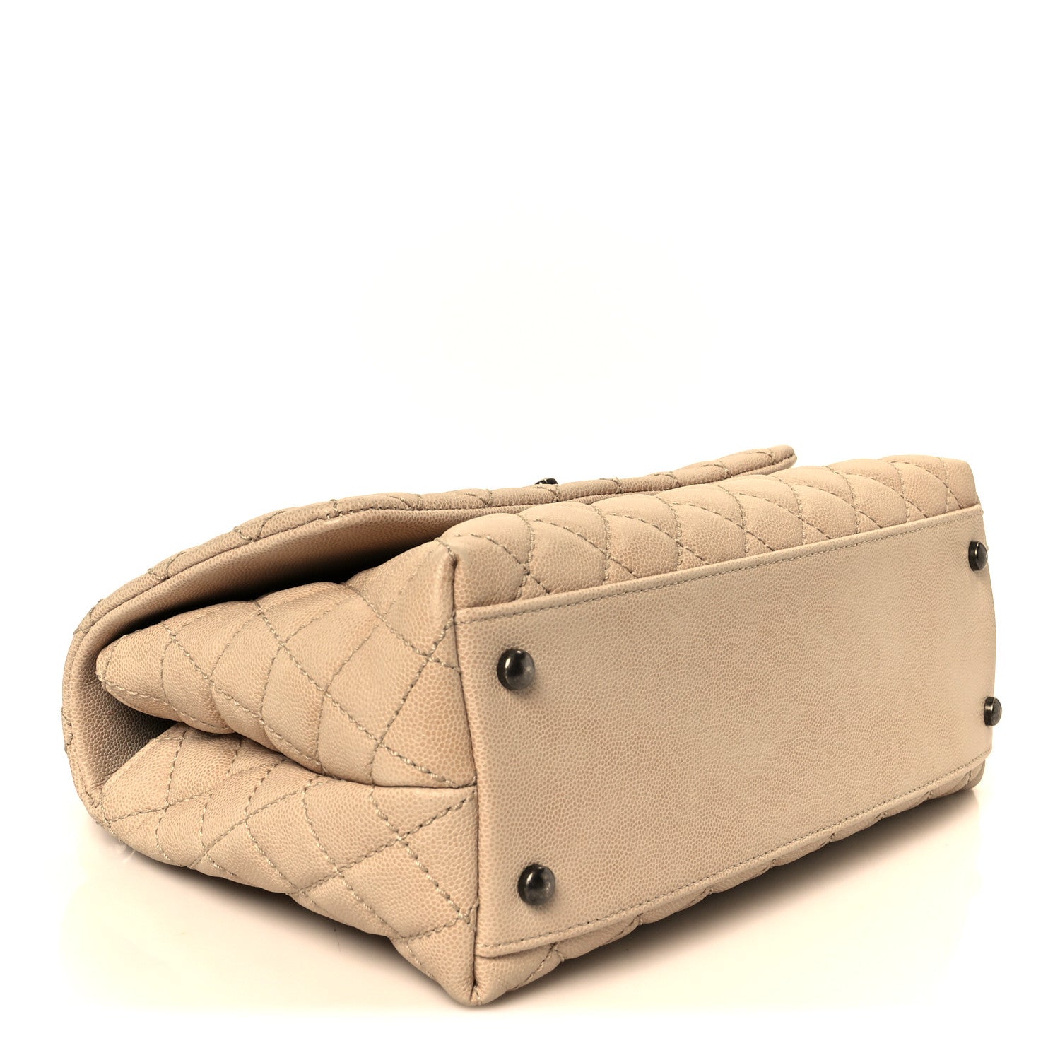 Caviar Quilted Small Coco Handle Flap Light Beige