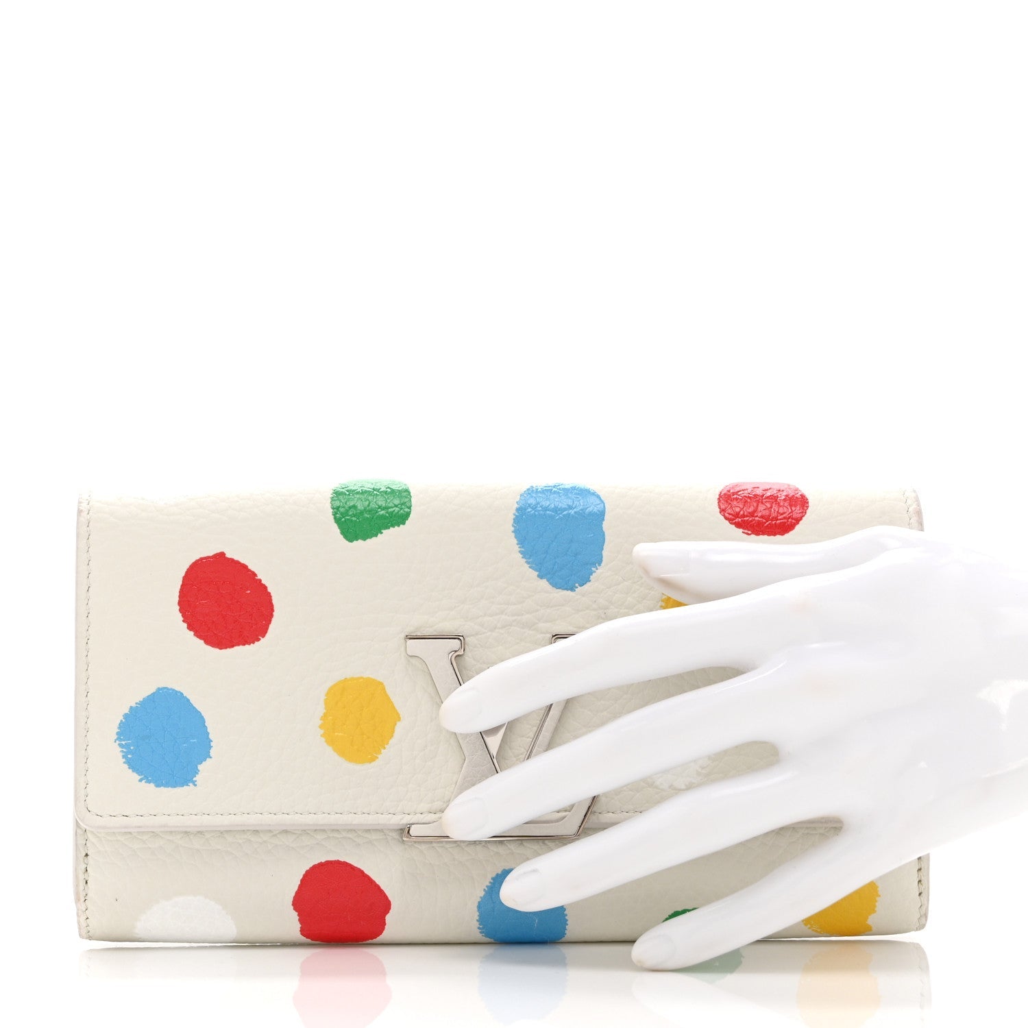 LV X YK Taurillon Dots Capucines Wallet White