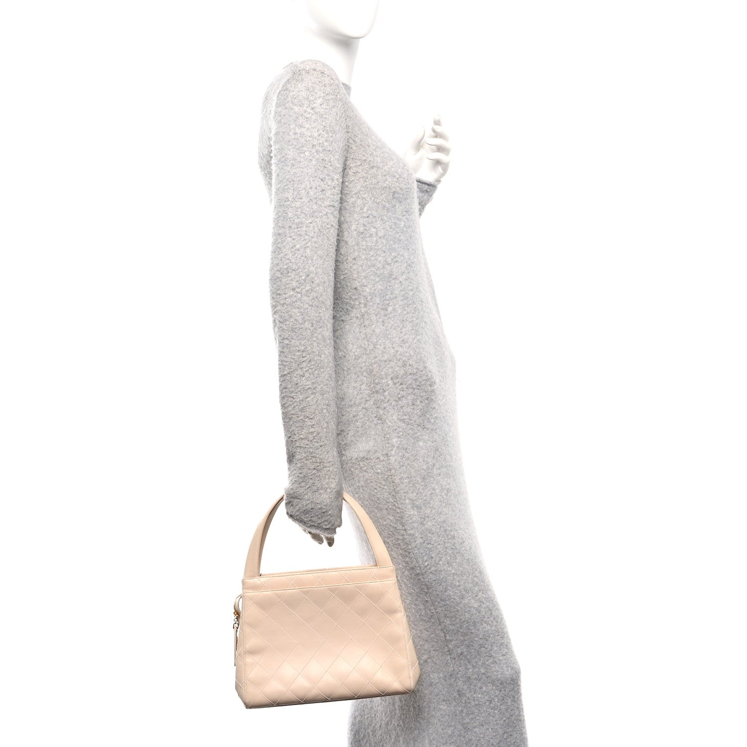 Calfskin Quilted Small Shopper Pink