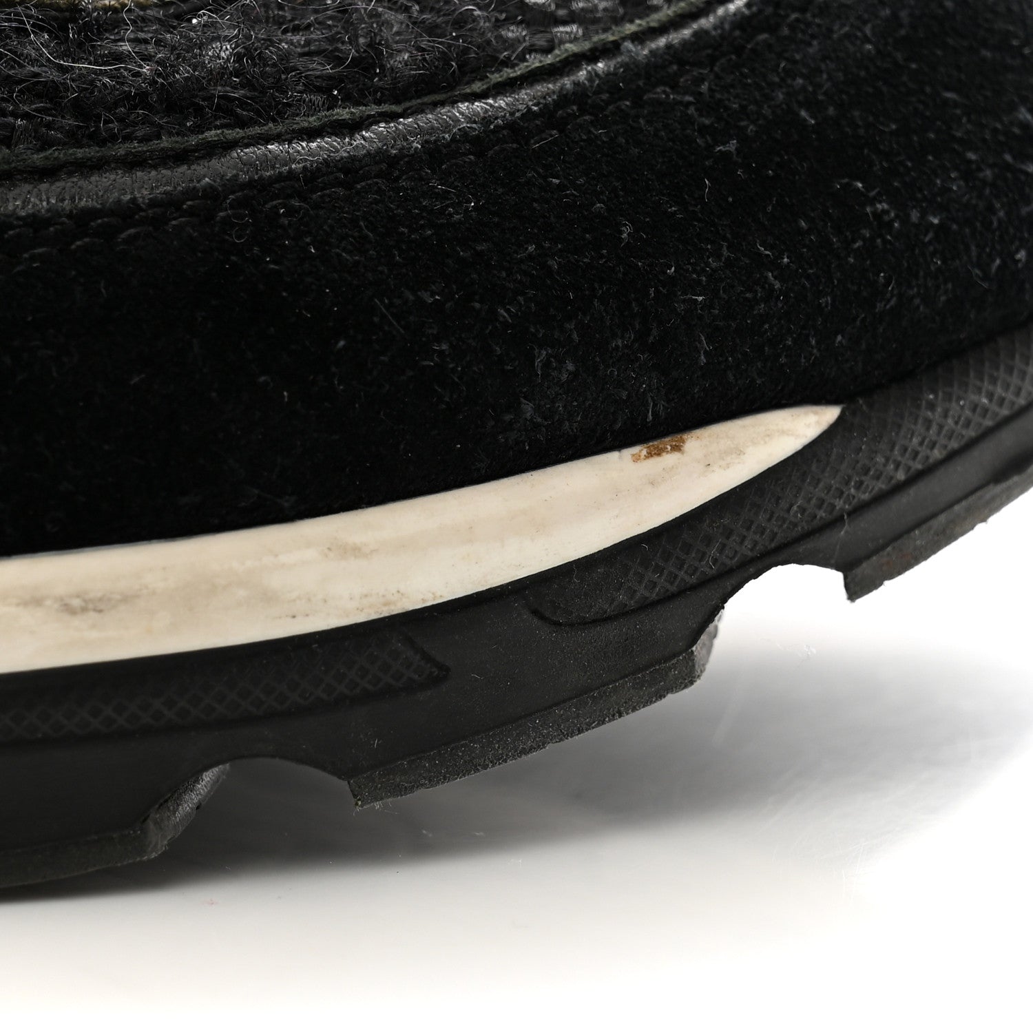 Tweed Suede Goatskin CC Sneakers 38 Black White