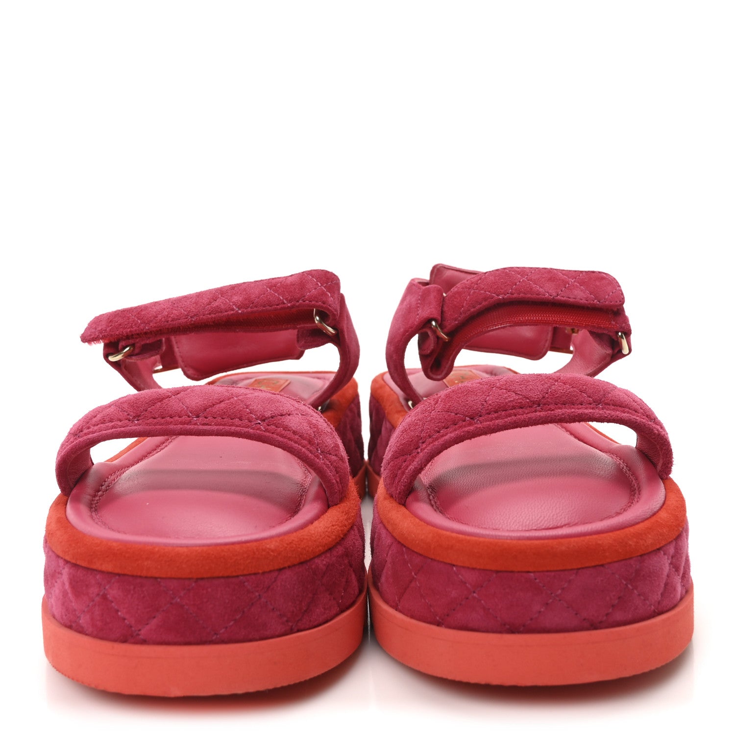 Suede Quilted Platform Sandals 37.5 Red Light Red