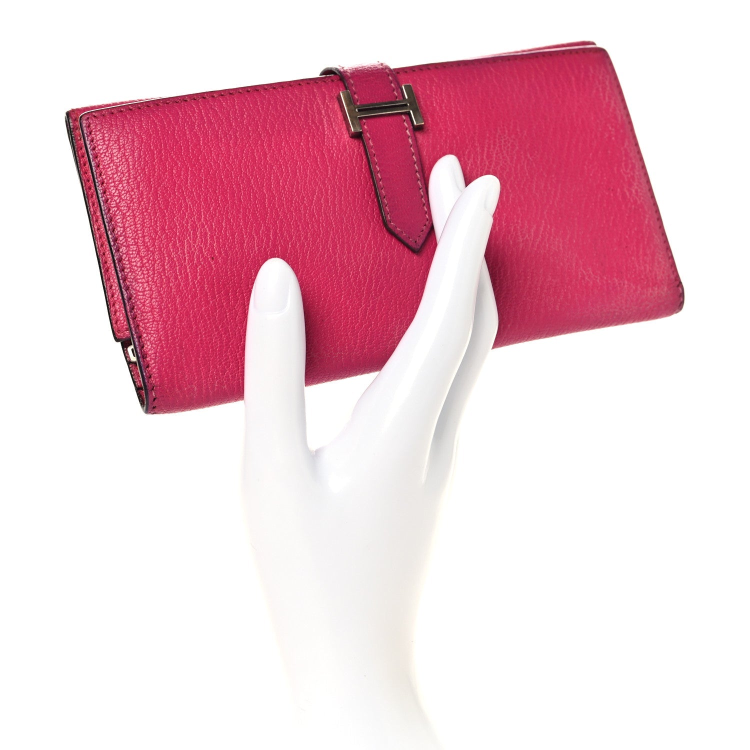 Chevre Mysore Tri-Fold Bearn Wallet Rose Shocking