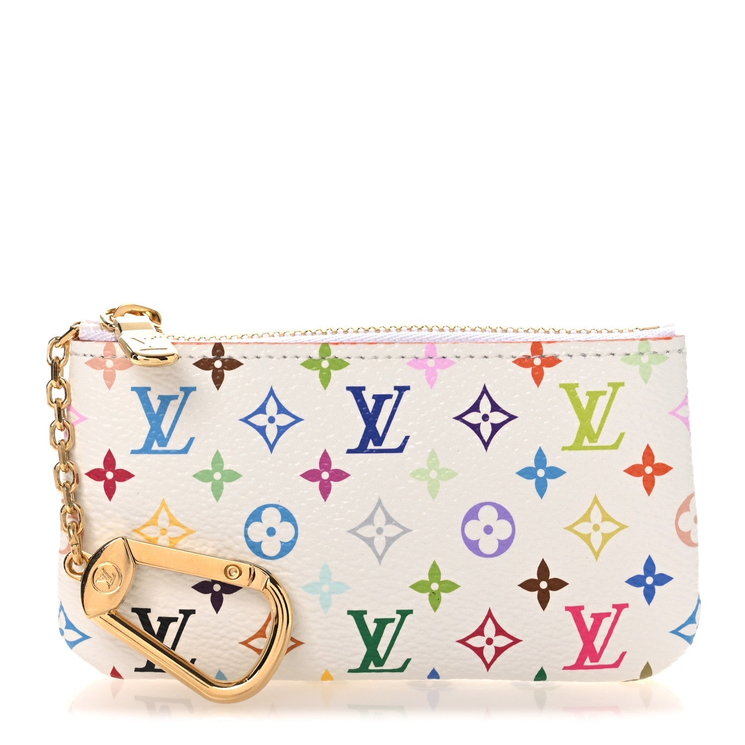 LV X TM Monogram Multicolor Key Pouch White