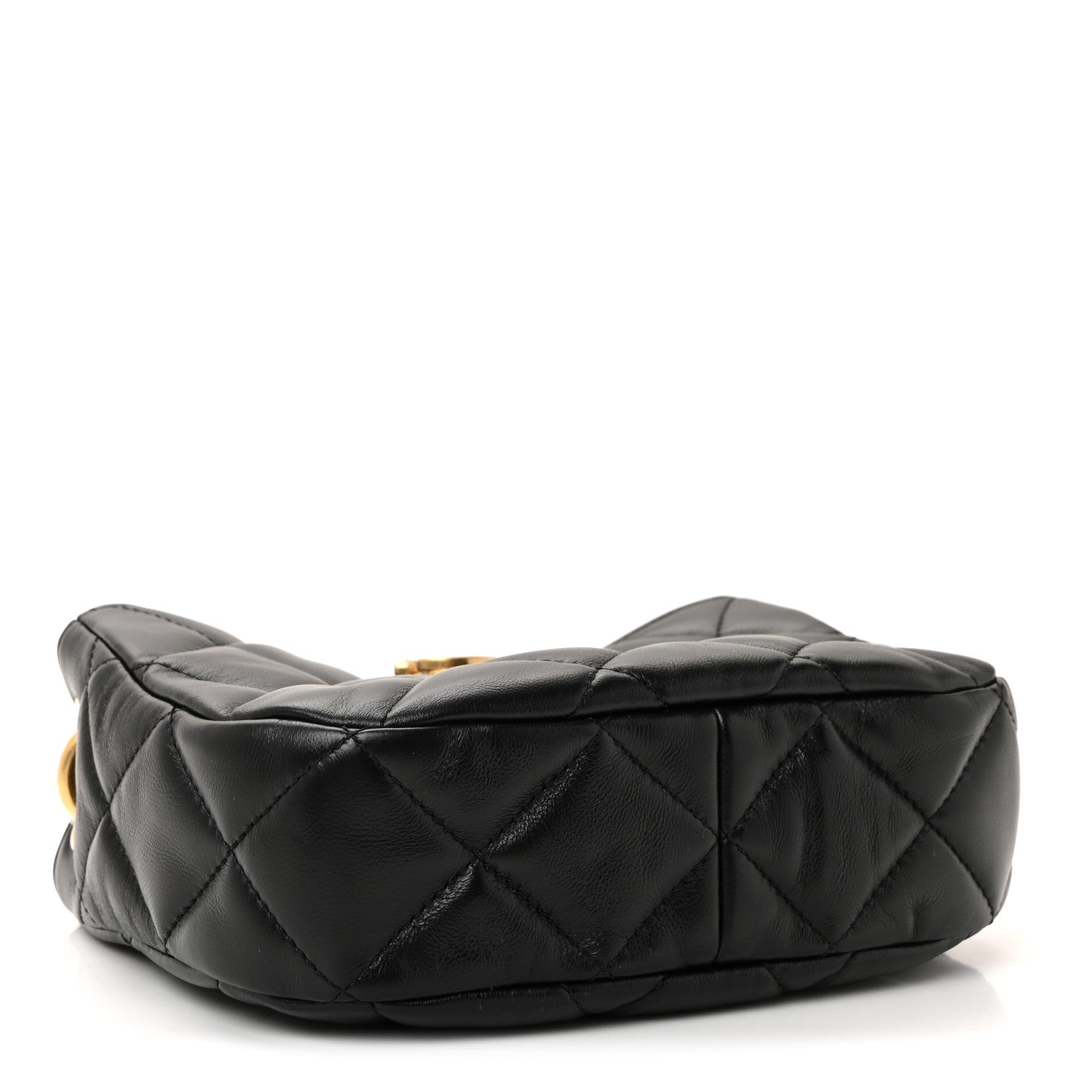 Lambskin Quilted Small Chain Hobo Black