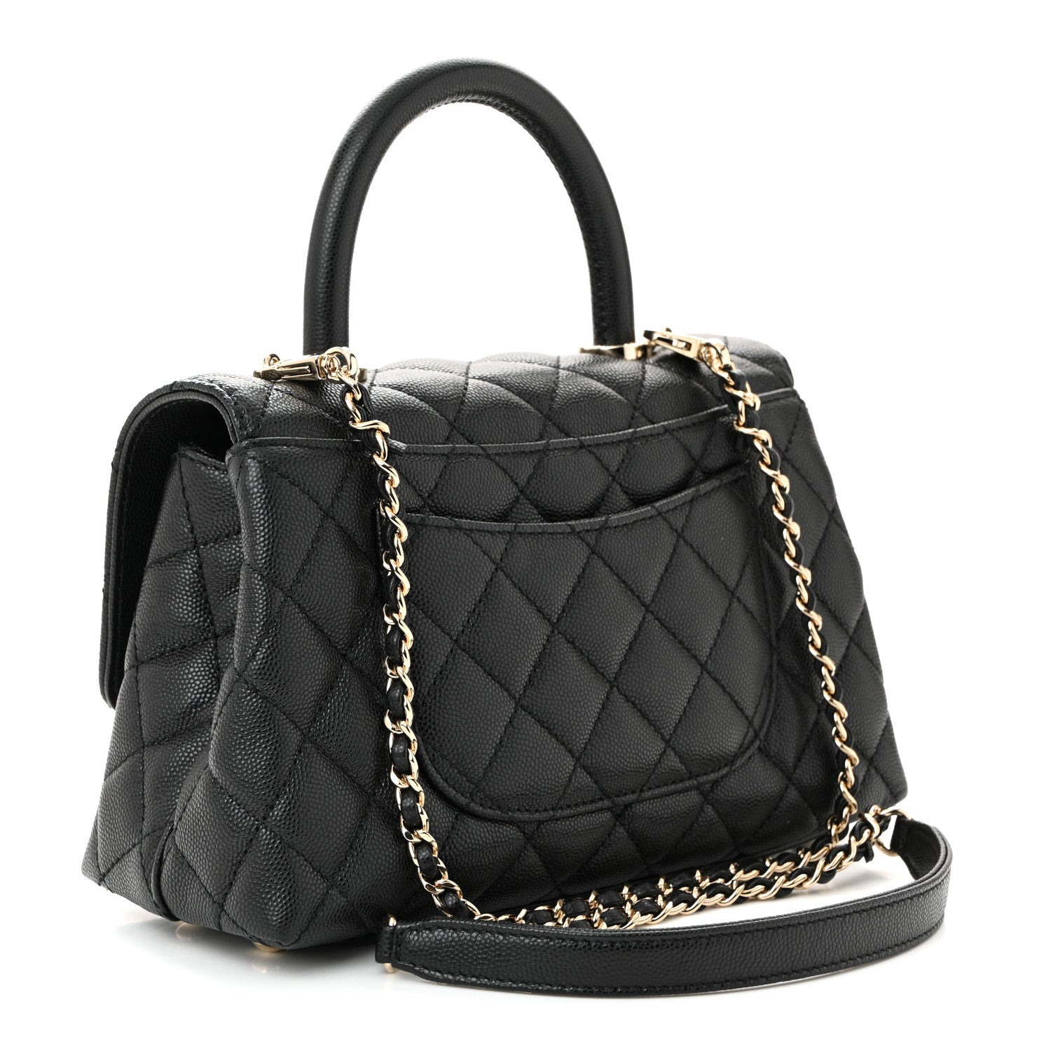 Caviar Quilted Mini Coco Handle Flap Black