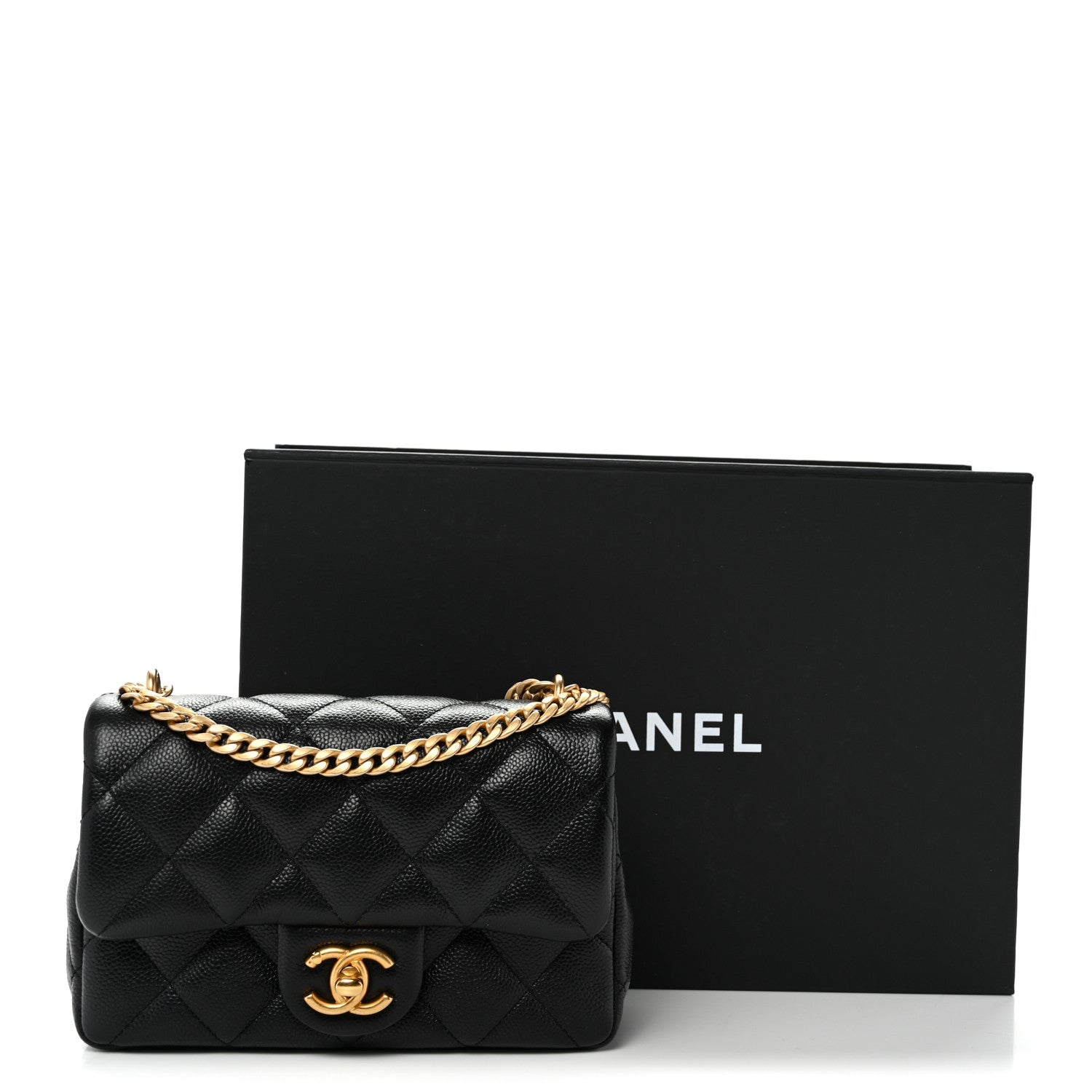 Caviar Quilted Mini Sweetheart Rectangular Flap Black