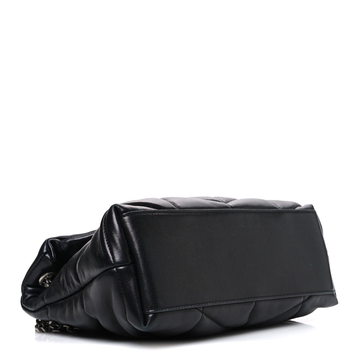 Lambskin Quilted Small Loulou Puffer Monogram Chain Satchel Black