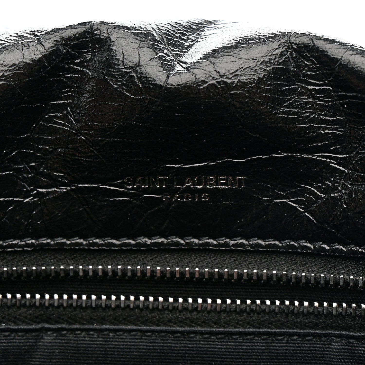 Crinkled Calfskin Matelasse Monogram Medium Niki Chain Satchel Black