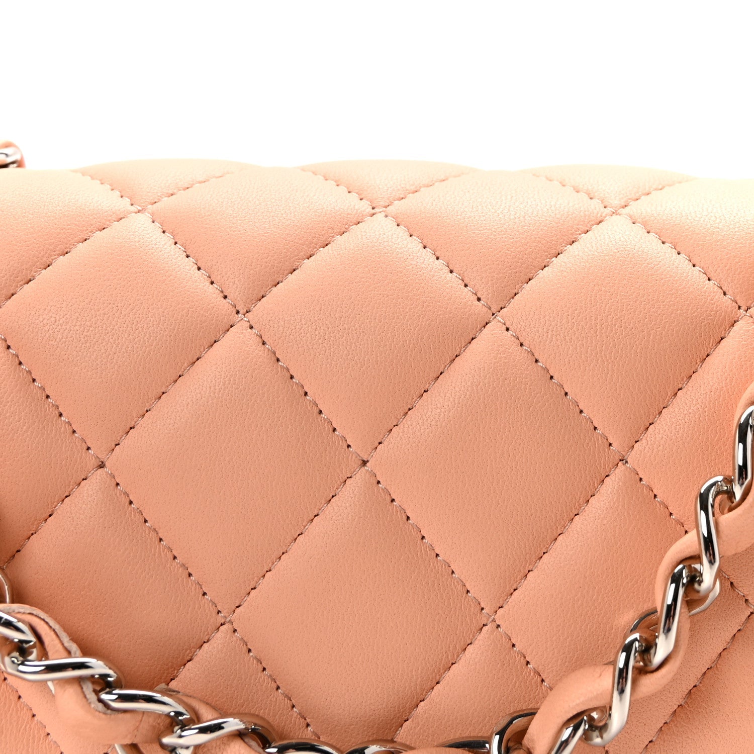 Lambskin Quilted Mini Rectangular Flap Light Pink