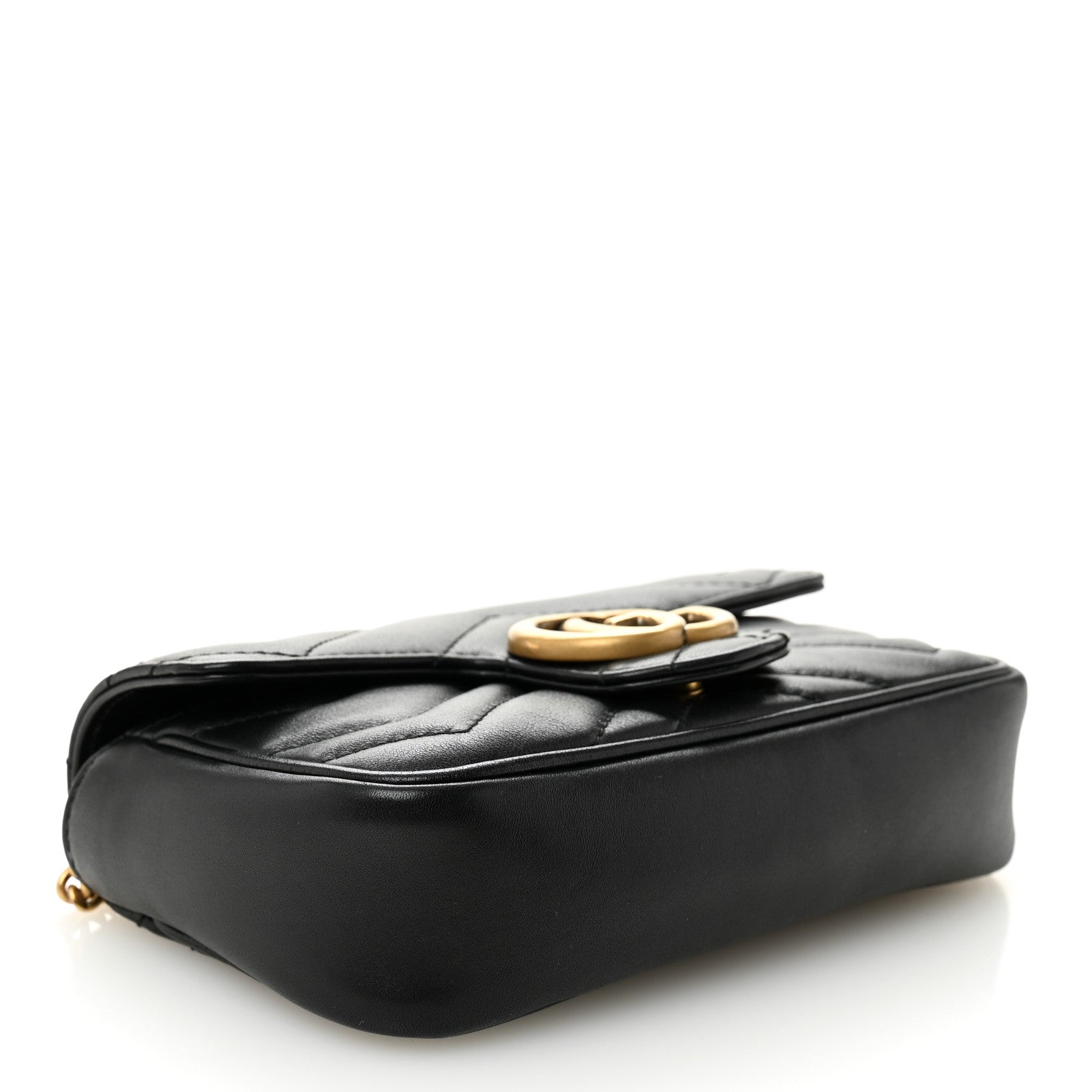 Calfskin Matelasse Super Mini GG Marmont Shoulder Bag Black