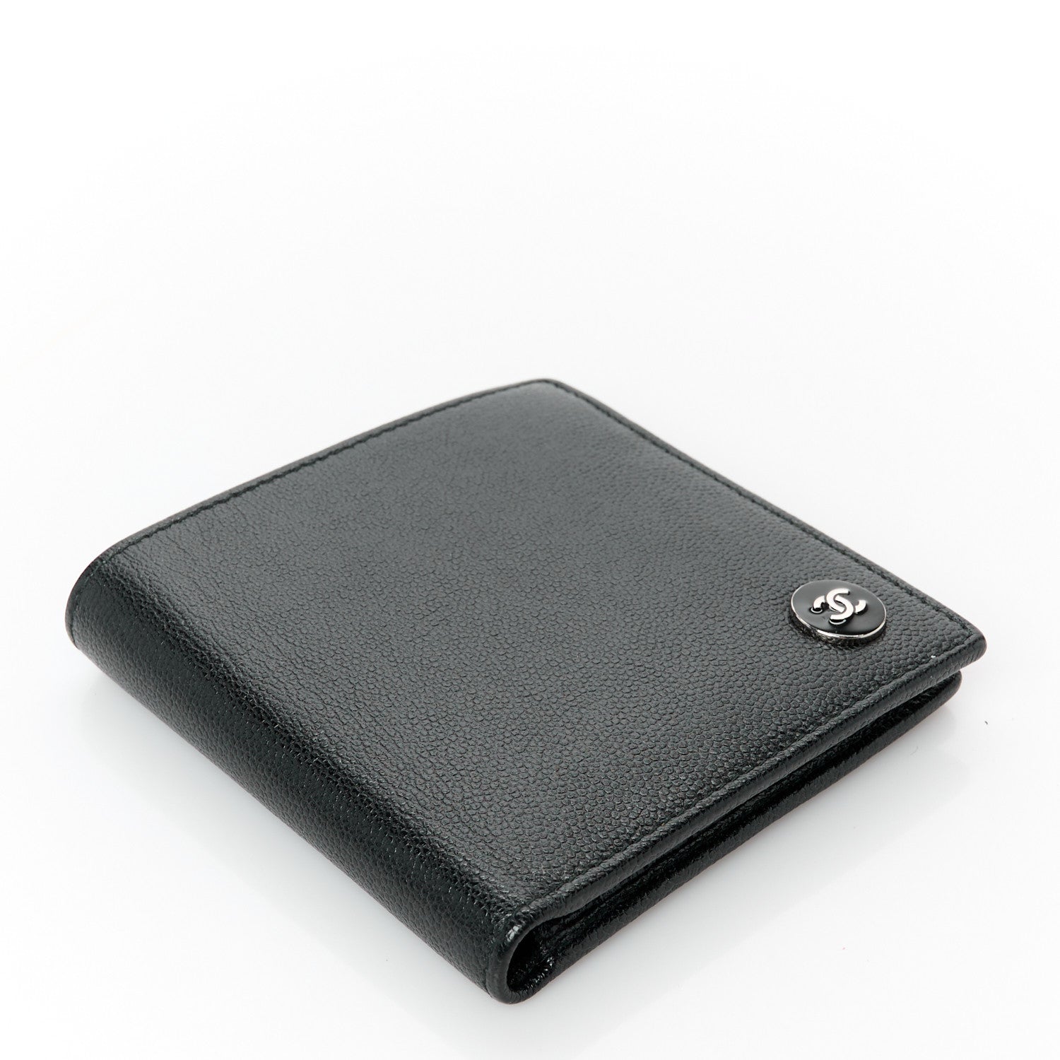 Caviar CC Button Bi-Fold Wallet Black