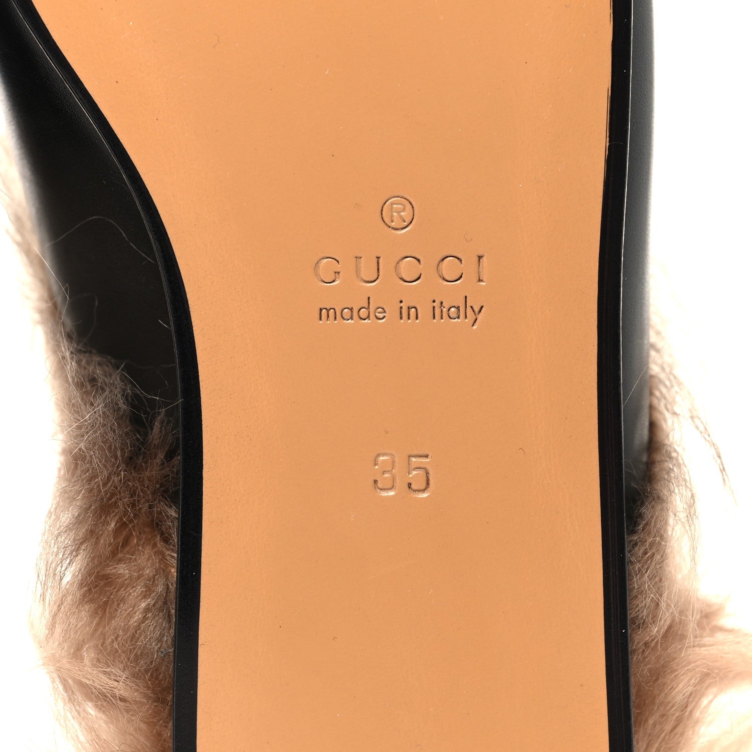 Calfskin Fur Womens Princetown Slippers 35 Black