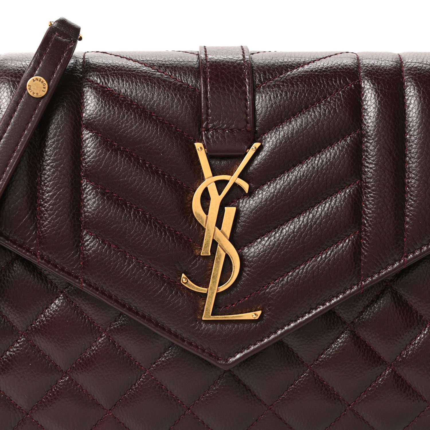Grained Calfskin Mixed Matelasse Triquilt Monogram Chain Wallet Lava Falls