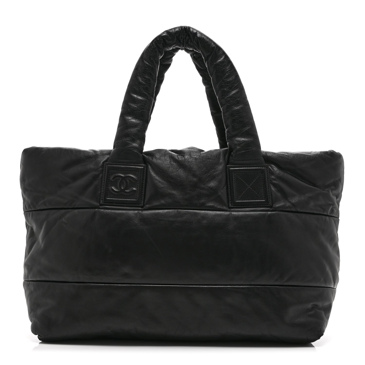 Lambskin Quilted Medium Coco Cocoon Reversible Tote Black