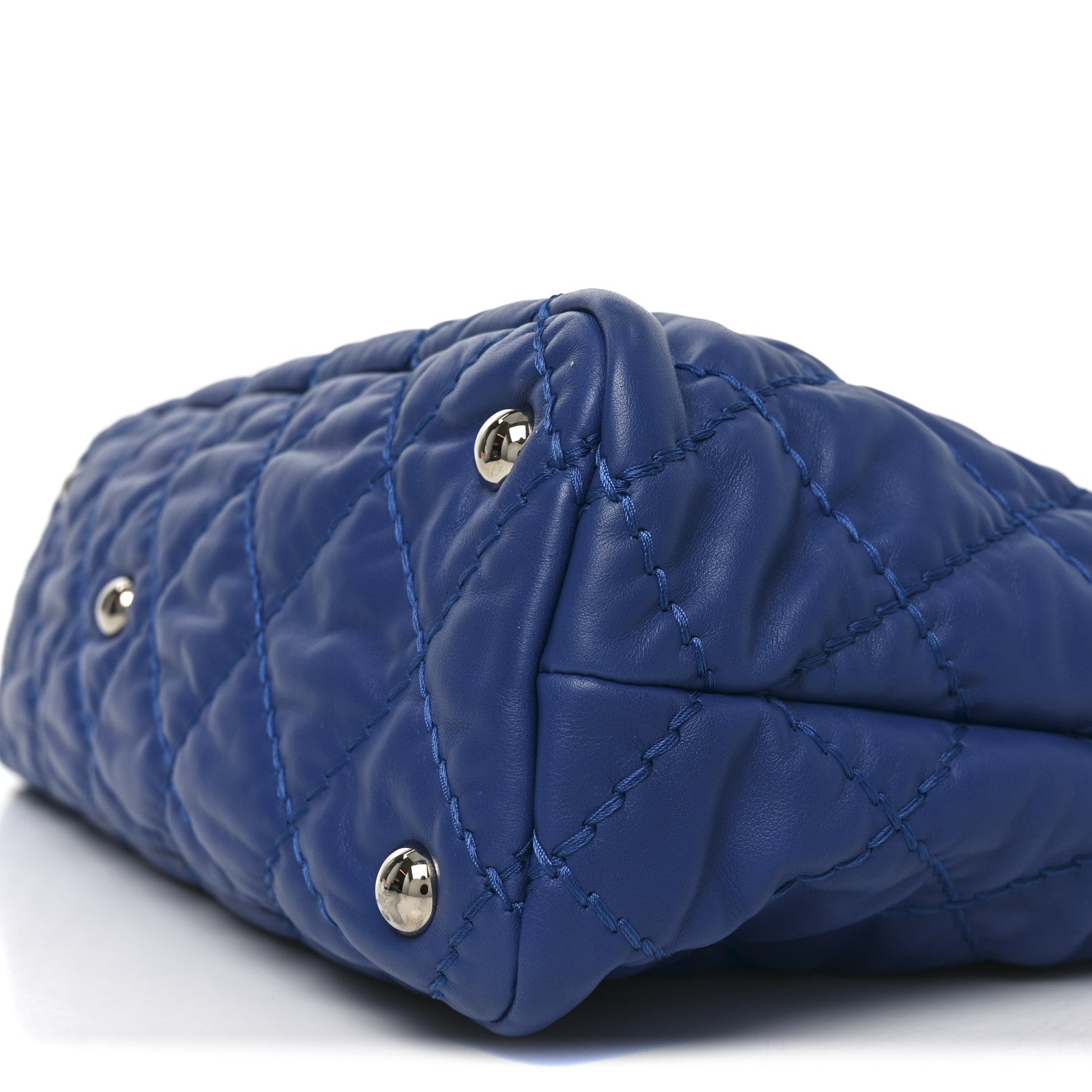 Calfskin Quilted French Riviera Hobo  Blue