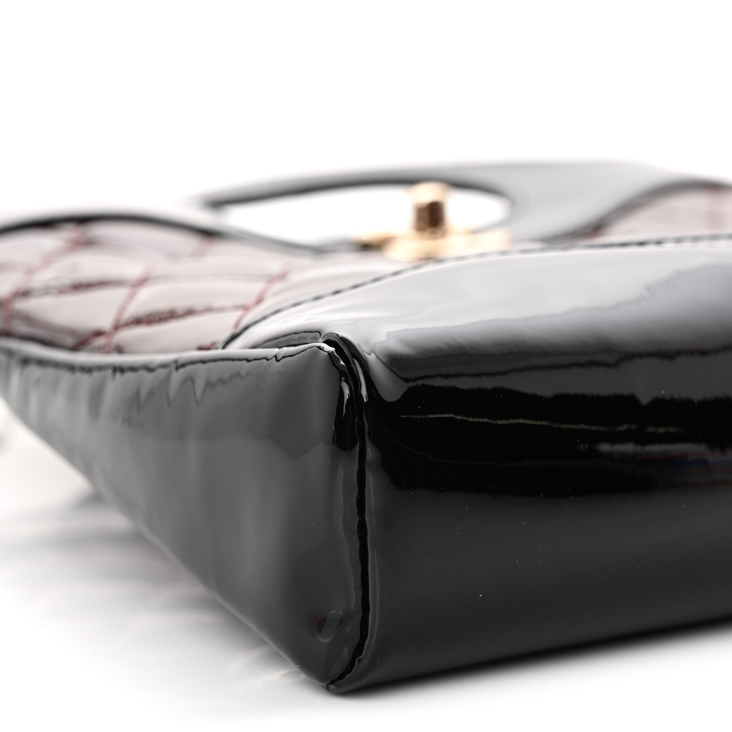 Patent Calfskin Quilted Mini 31 Shopping Bag Burgundy Black