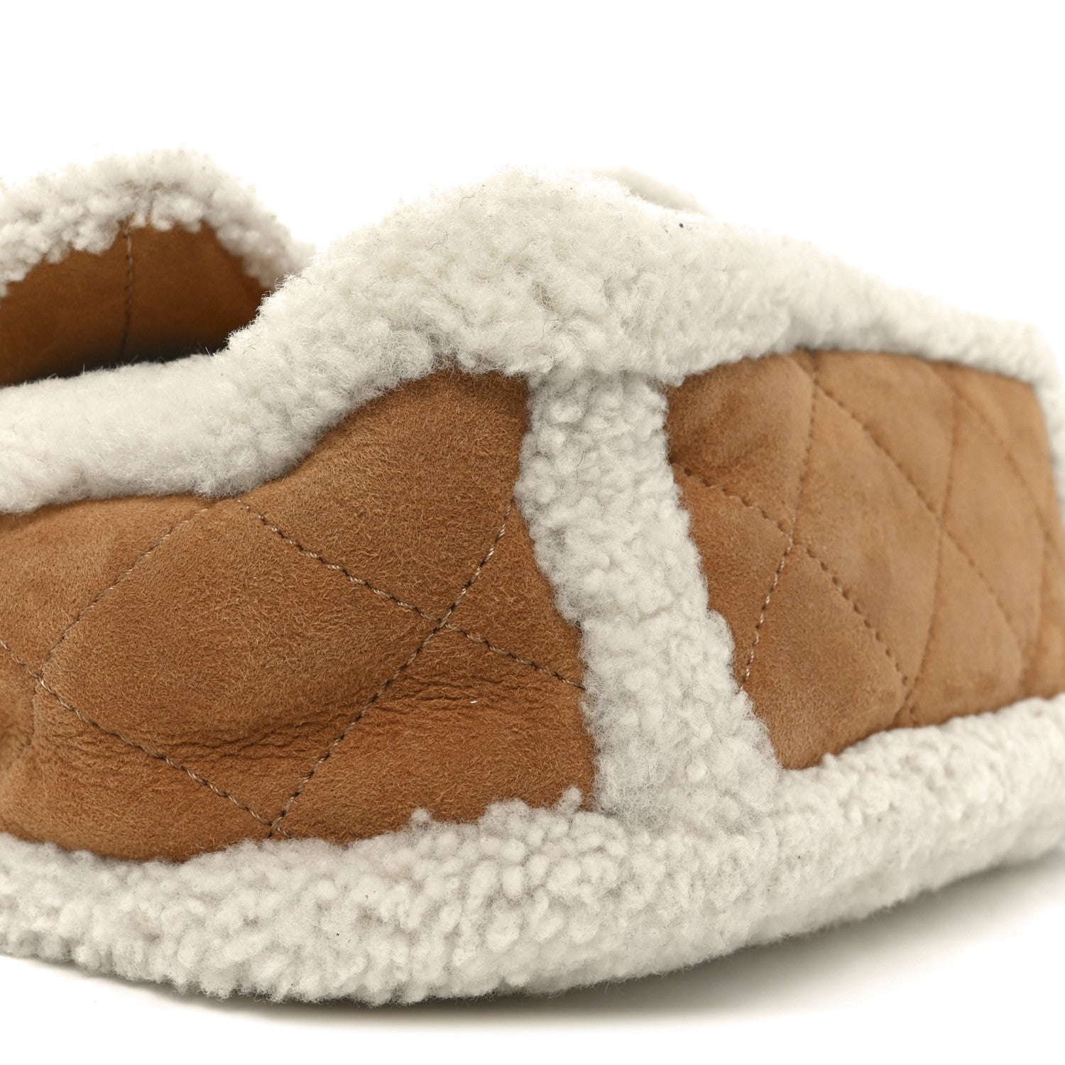 Shearling Lambskin Quilted Medium Coco Neige Single Flap Beige