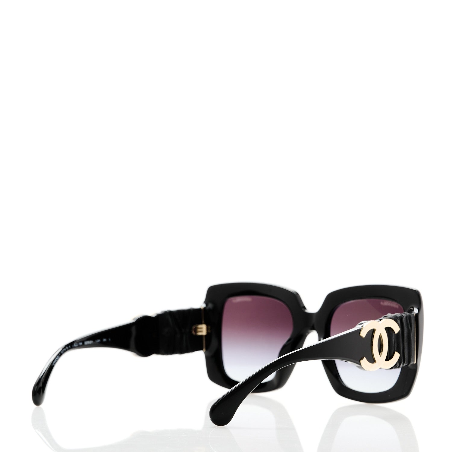 Acetate Calfskin Square Sunglasses 5474-Q-A Black