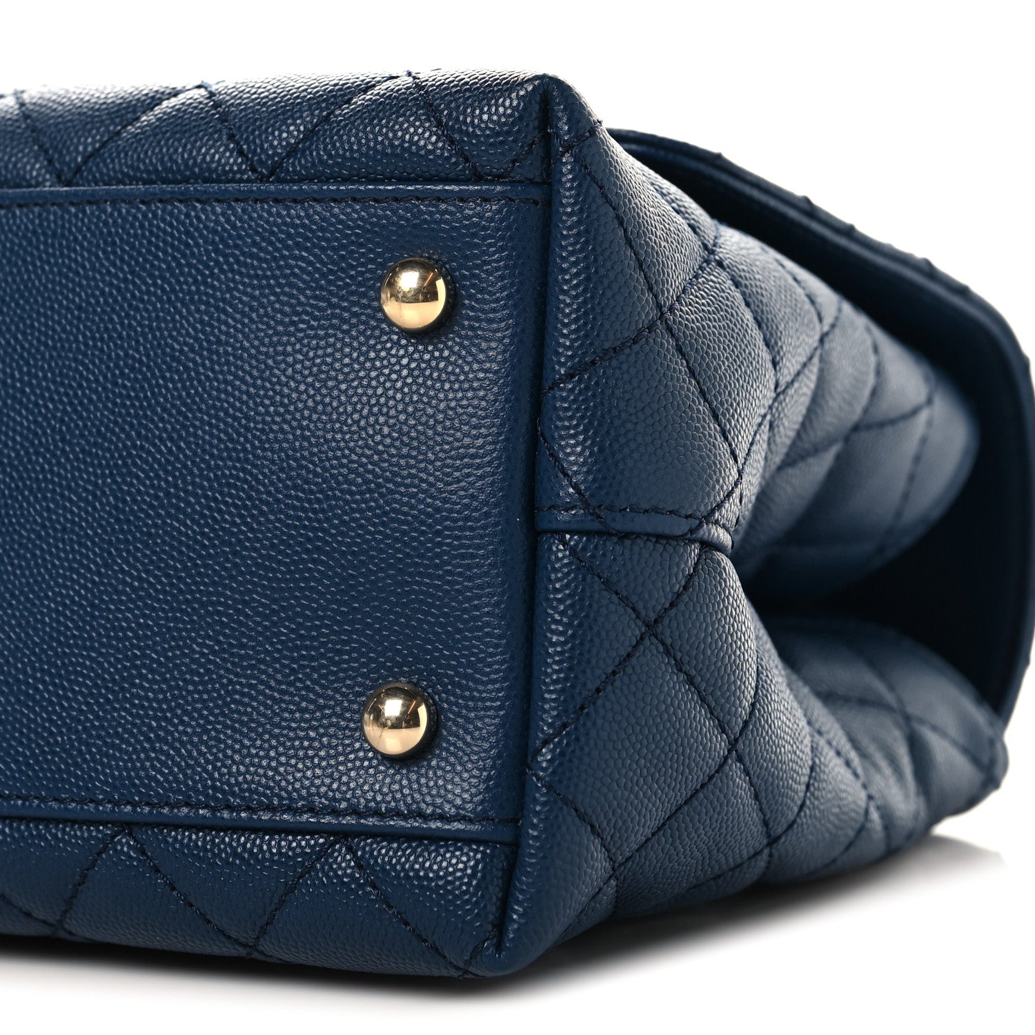 Caviar Lizard Embossed Quilted Small Coco Handle Flap Dark Blue