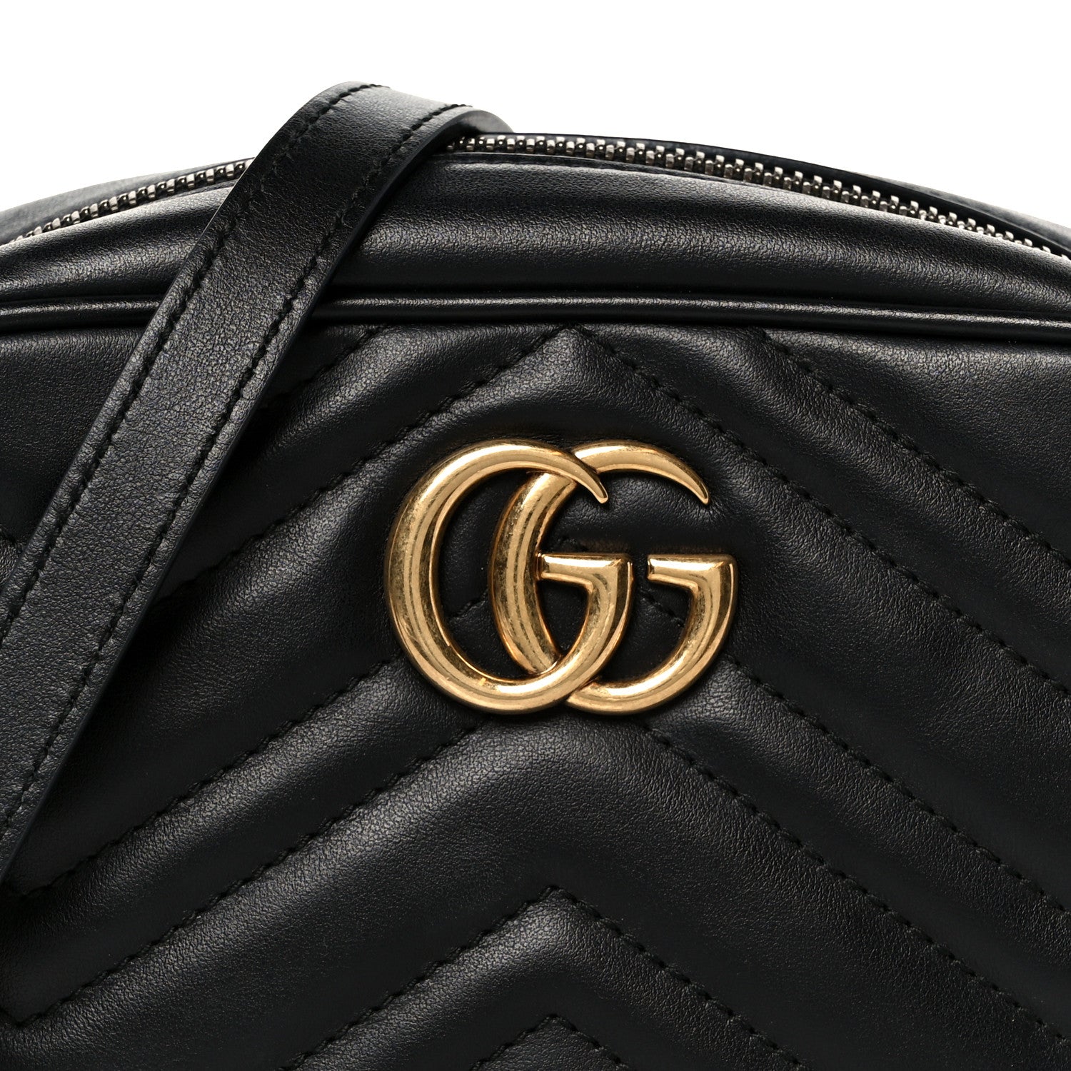 Calfskin Matelasse Mini GG Marmont Chain Shoulder Bag Black