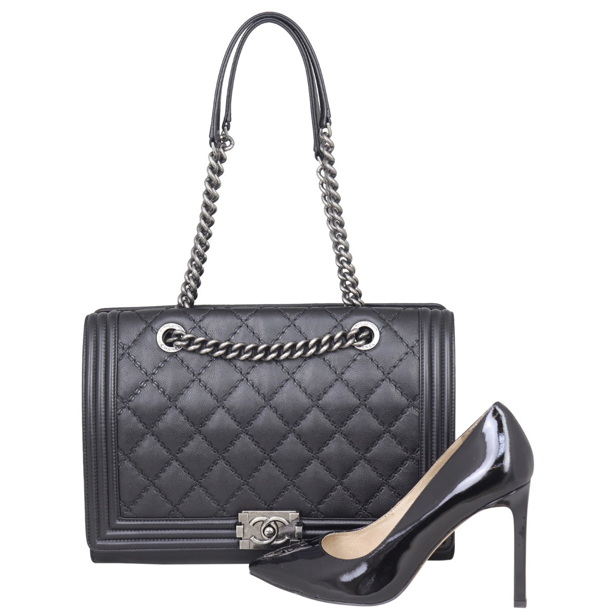 Chanel Boy Double Stitch Large Shopping Tote