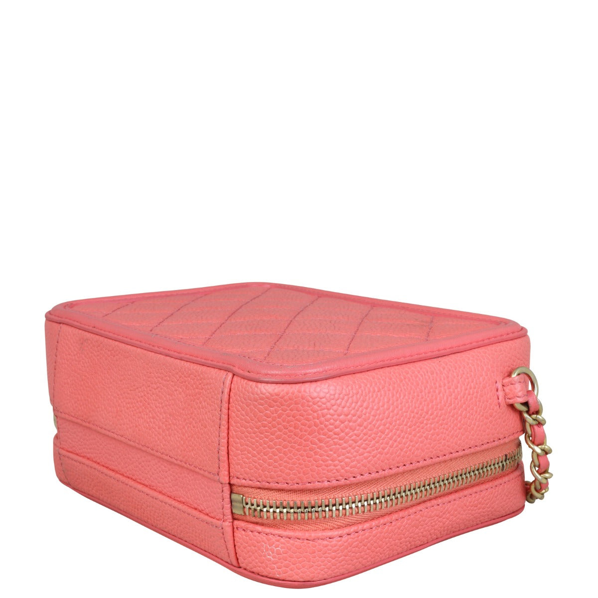 Chanel CC Filigree Vanity Case Small |  Bright Coral