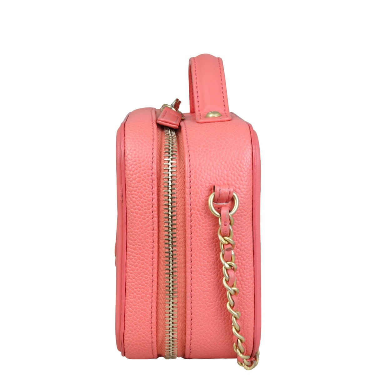 Chanel CC Filigree Vanity Case Small |  Bright Coral