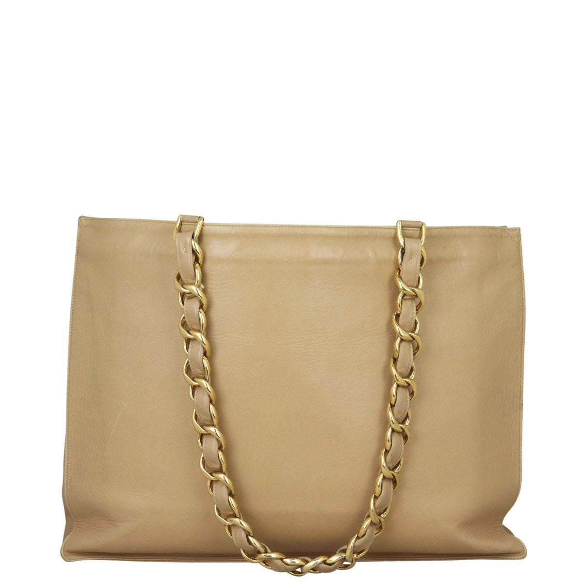 Chanel Vintage CC Jumbo XL Chain Shoulder Bag | Beige