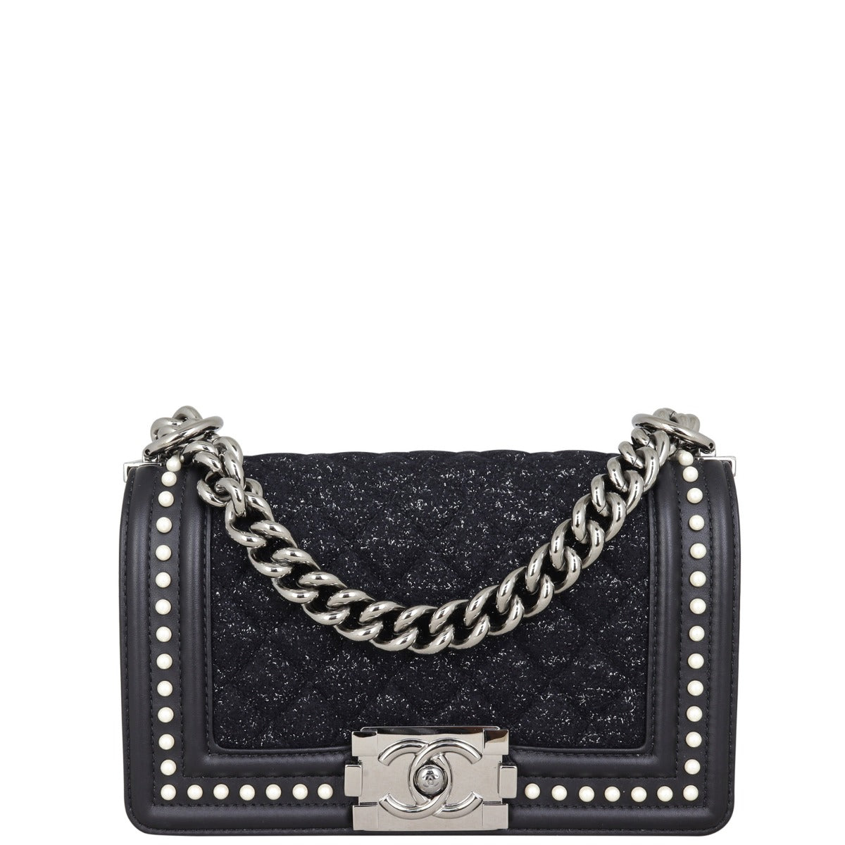 Chanel Boy Small Tweed Pearls