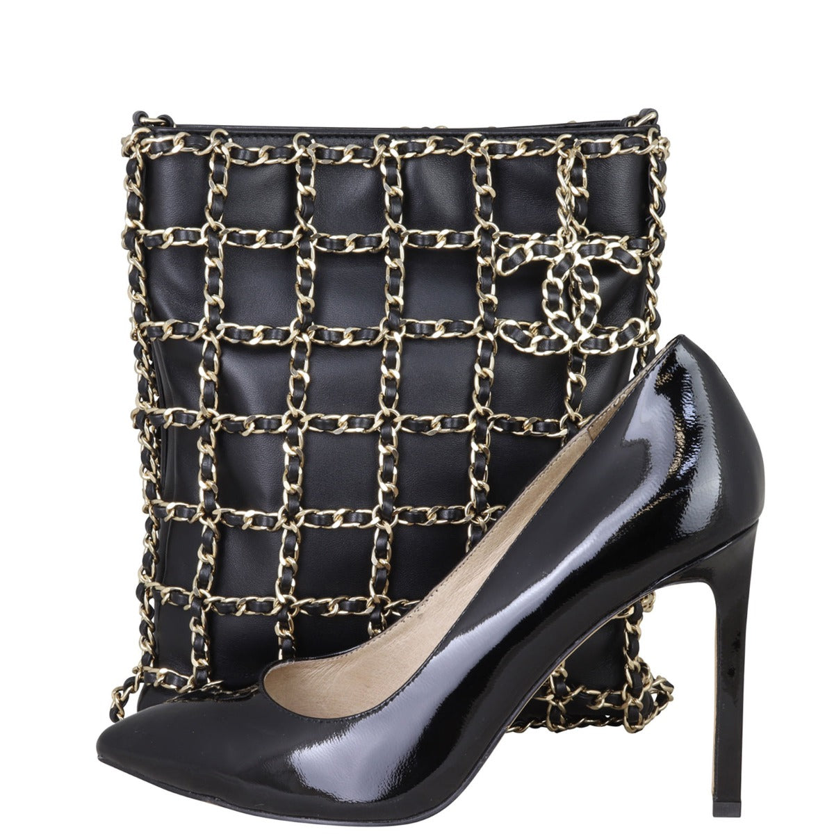 Chanel Lambskin Chain Net Shoulder Bag