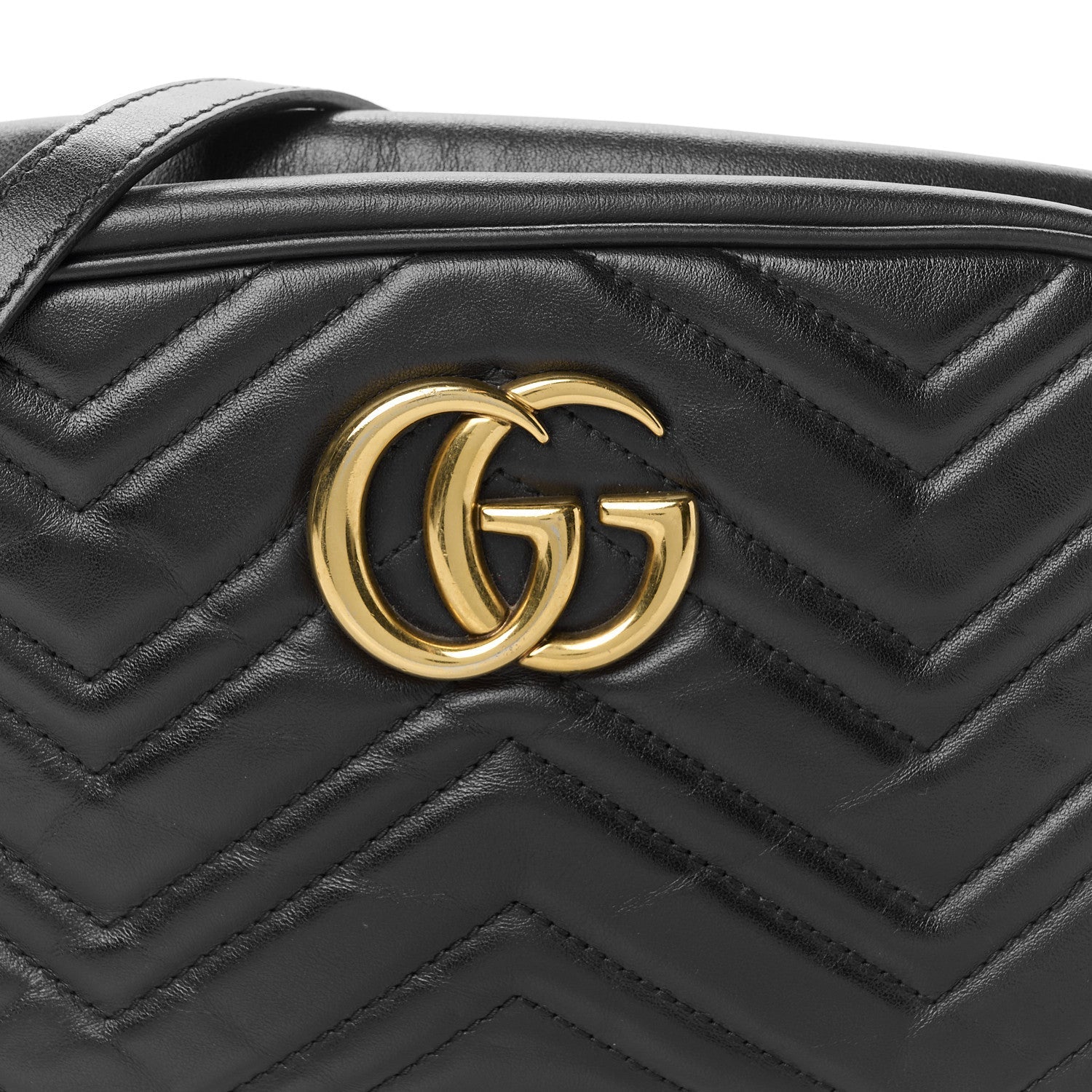 Calfskin Matelasse Small GG Marmont Chain Shoulder Bag Black