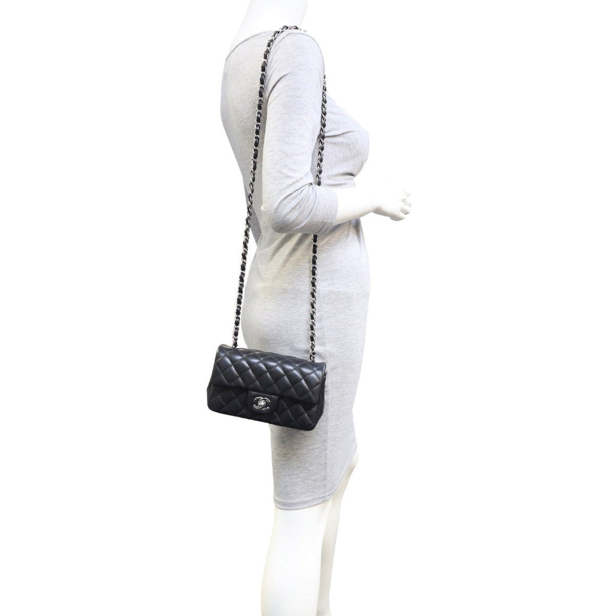 Chanel Classic Flap Mini Rectangular Bag | Black Lambskin SHW