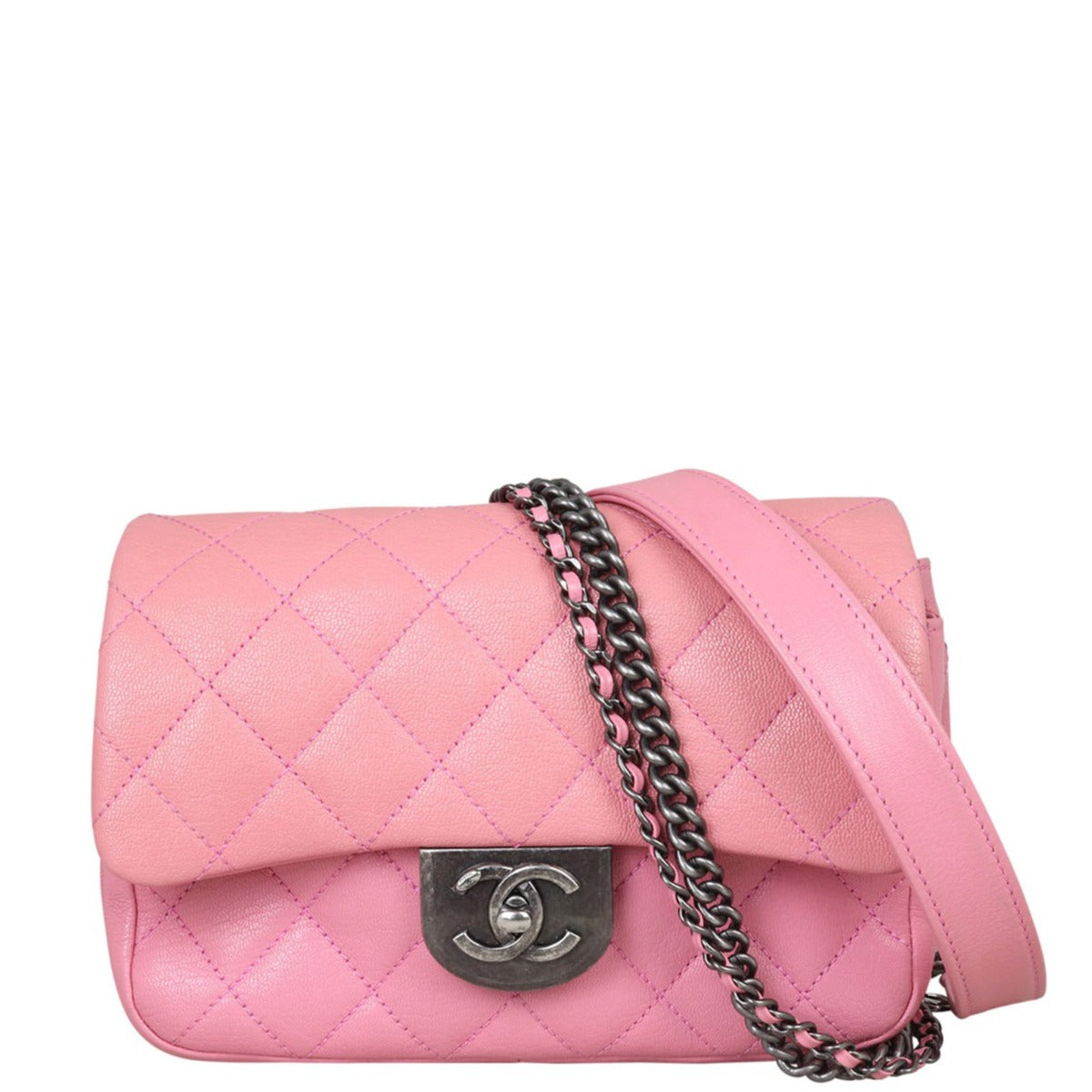 Chanel Double Carry Flap Bag Small | Pink