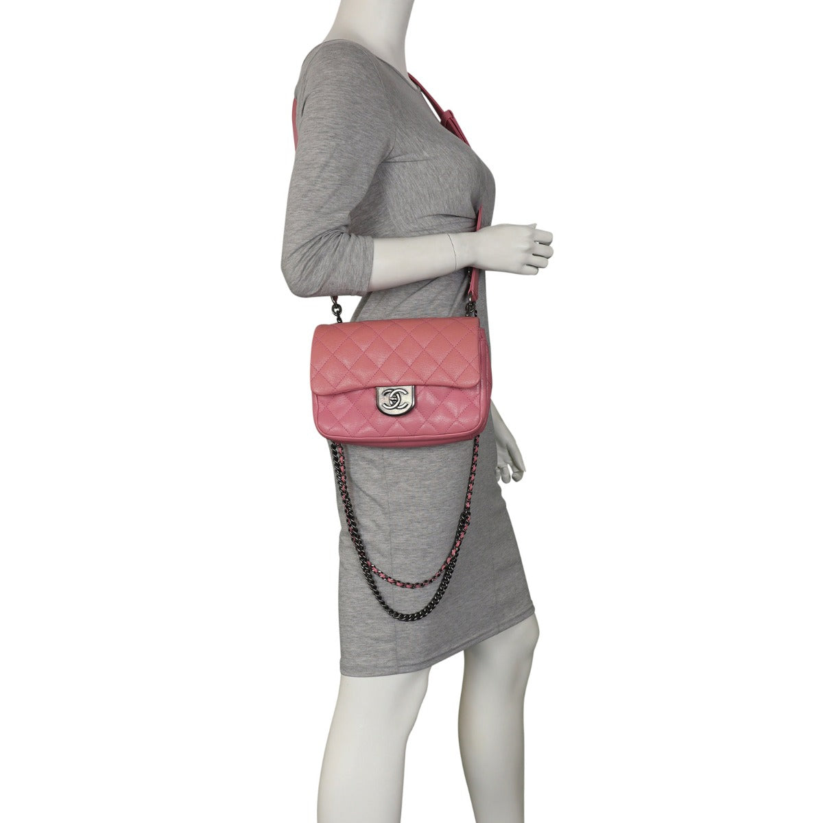 Chanel Double Carry Flap Bag Small | Pink