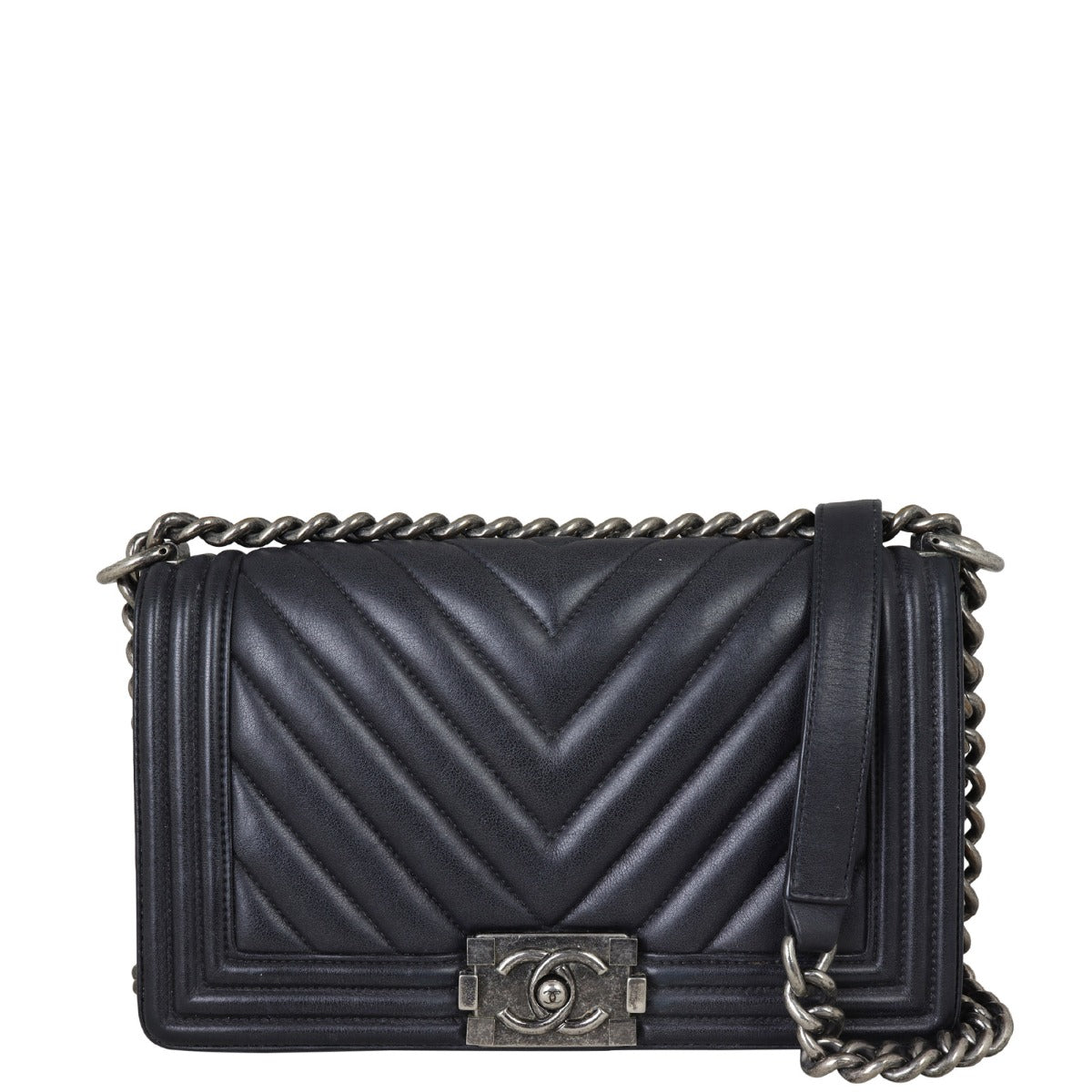 Chanel Boy Chevron Old Medium | Black
