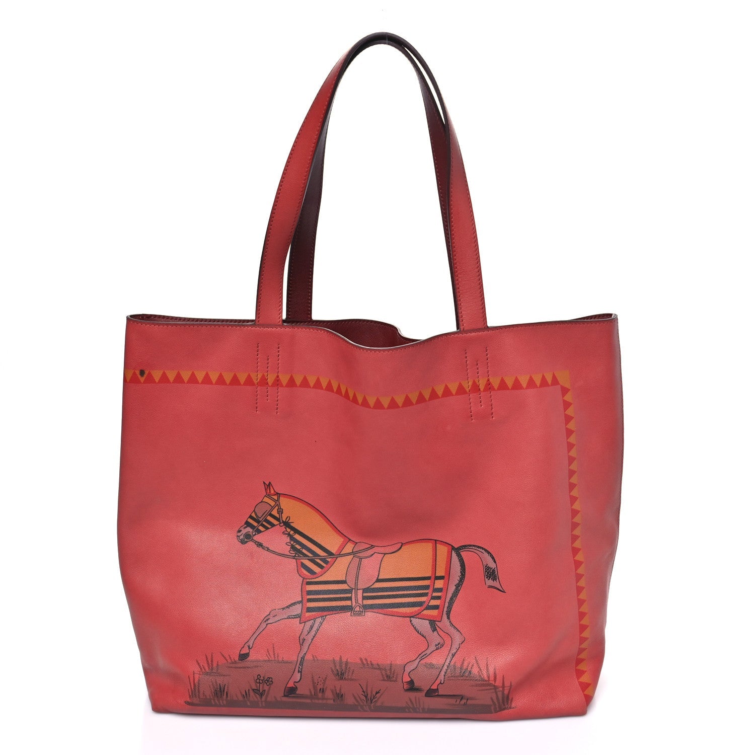 Veau Sikkim Horse Print Double Sens 36 Reversible Tote