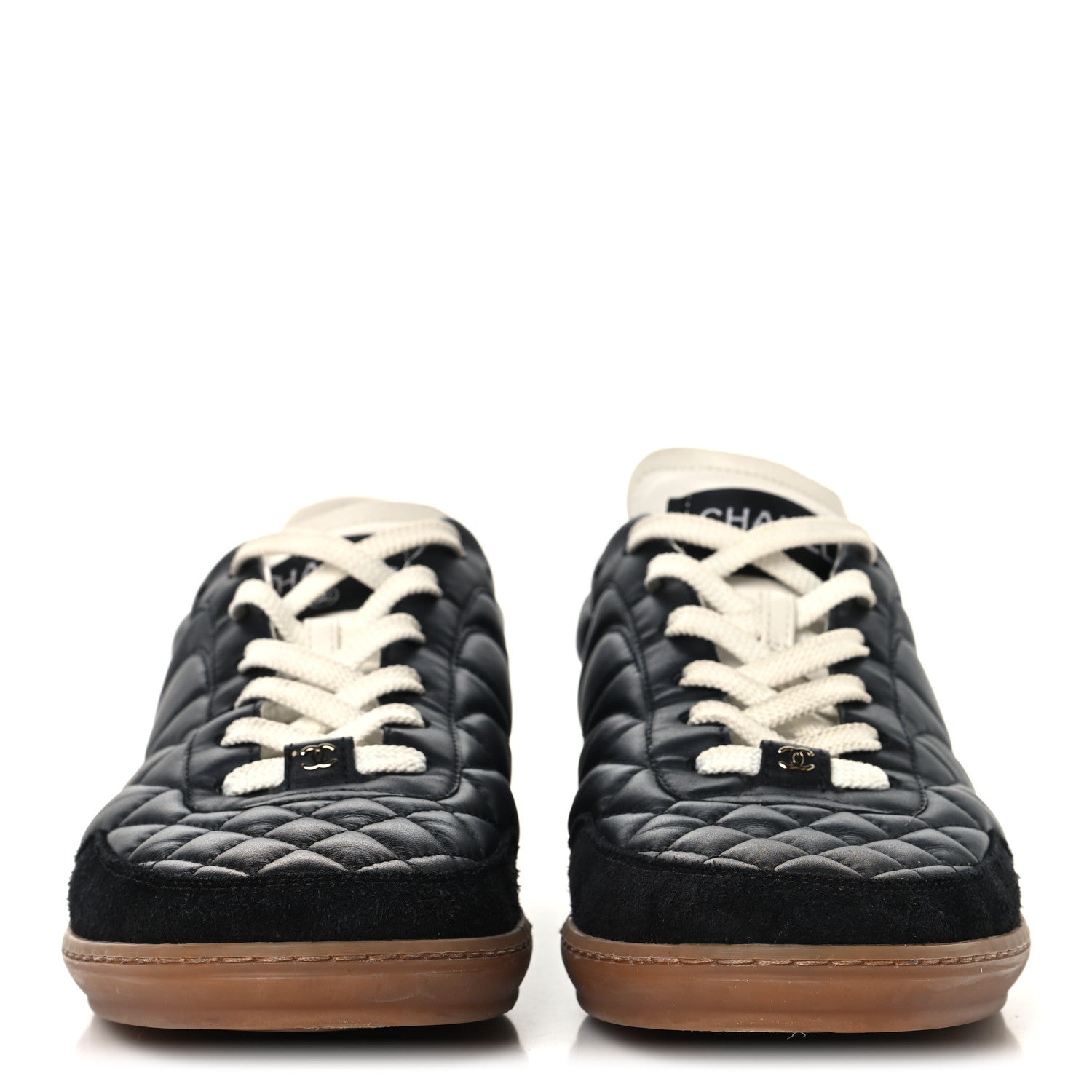 Suede Calfskin Quilted Sneakers 41 Black