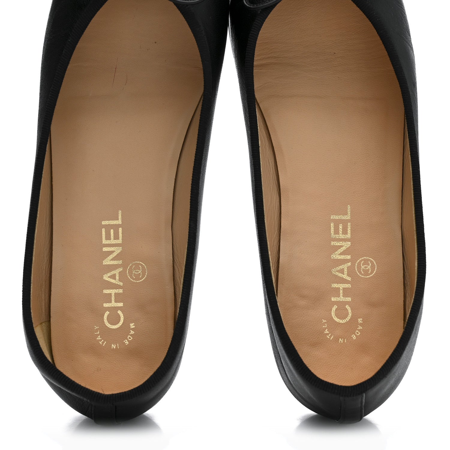 Lambskin Patent Cap Toe Ballerina Flats 39.5 Black