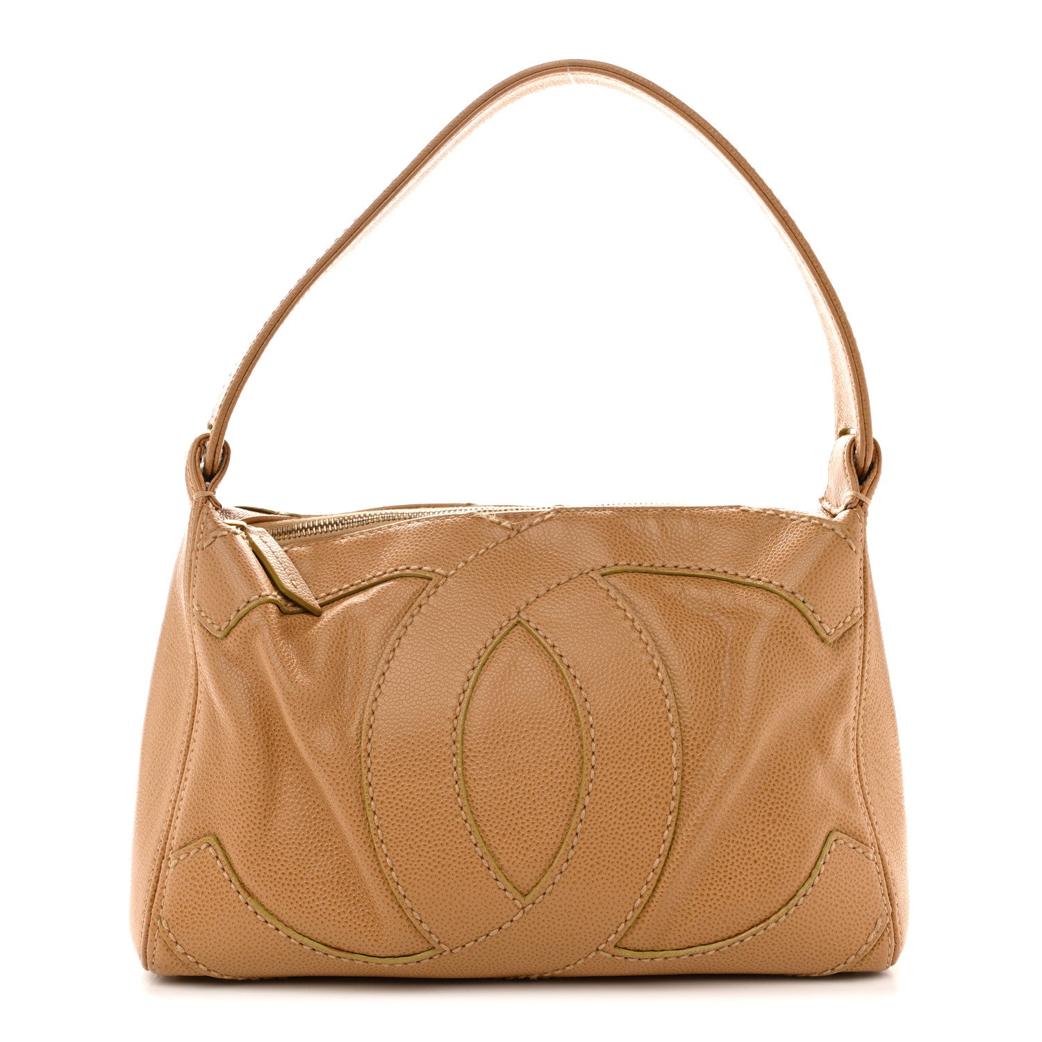 Caviar CC Stitched Shoulder Bag Beige