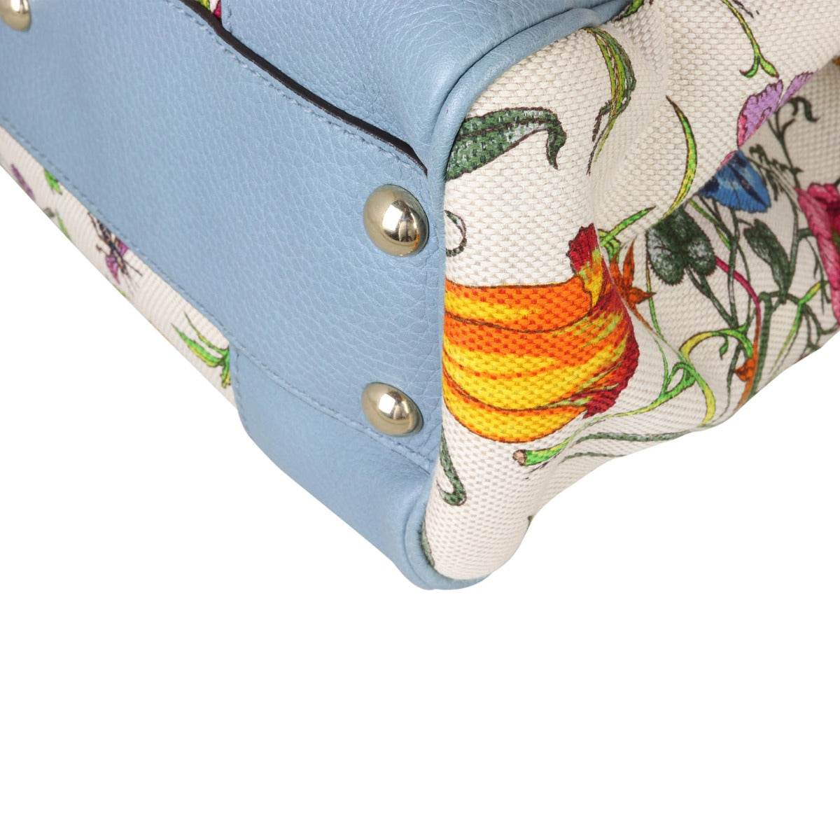 Gucci Bamboo Handle Floral Canvas Tote