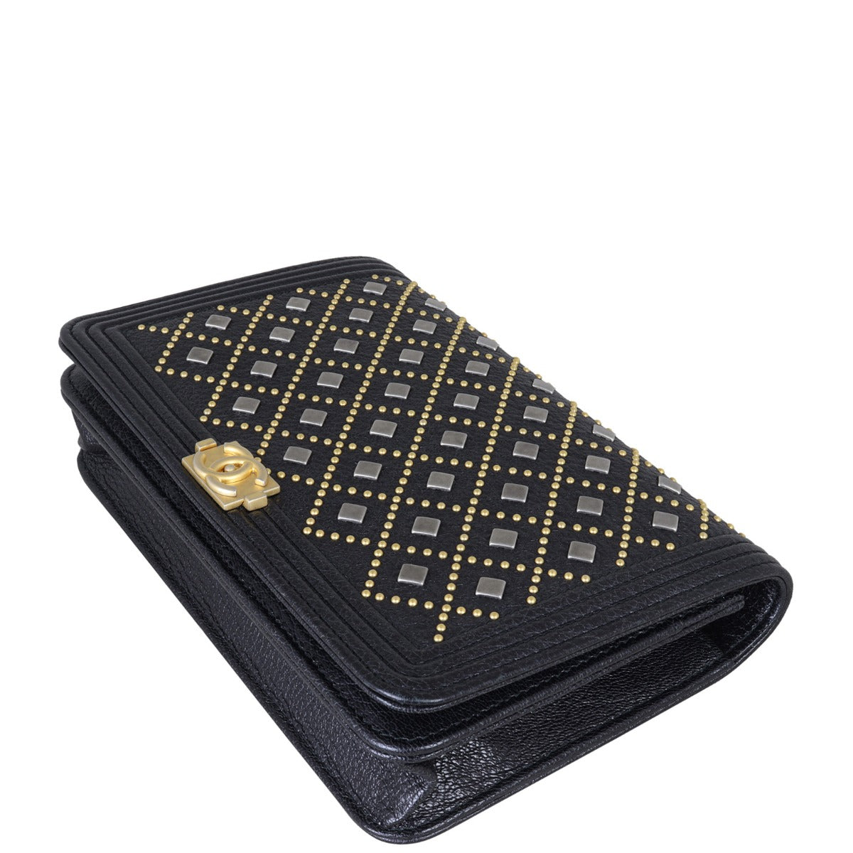 Chanel Boy Wallet on Chain | Black Grained Calfskin